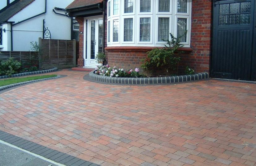 Front block paving driveway