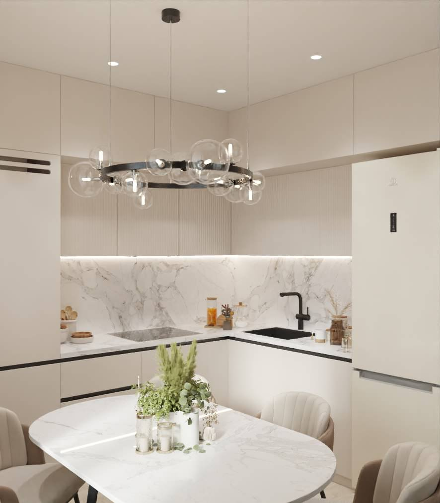 Двухкомнатная квартира в зеленых тонах.