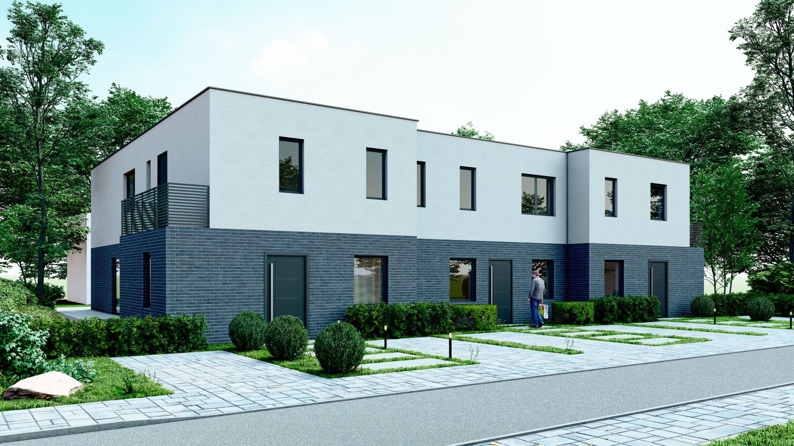 Modernes Wohnhaus mit Balkon und Terrasse
