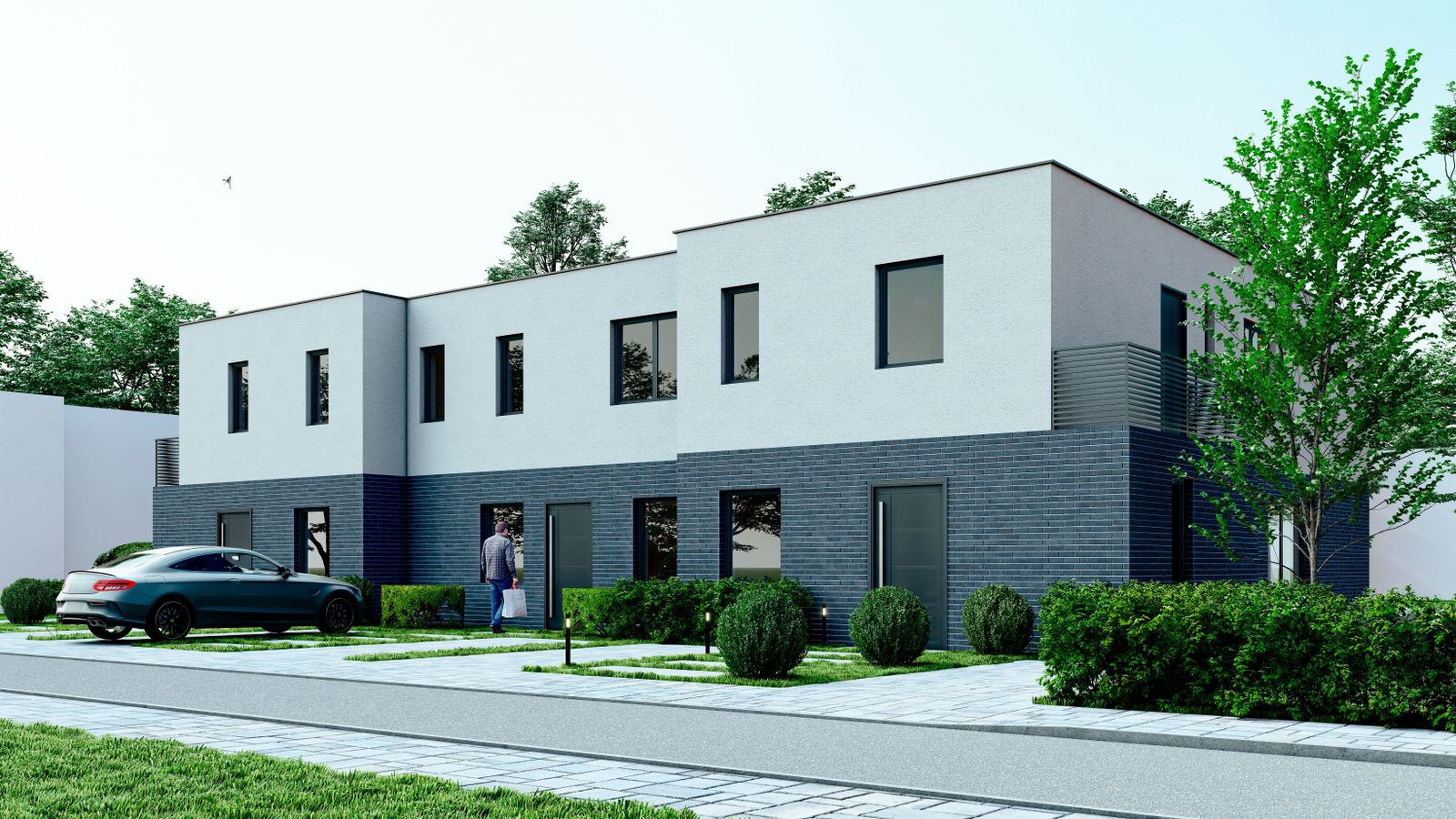 Modernes Wohnhaus mit Balkon und Terrasse