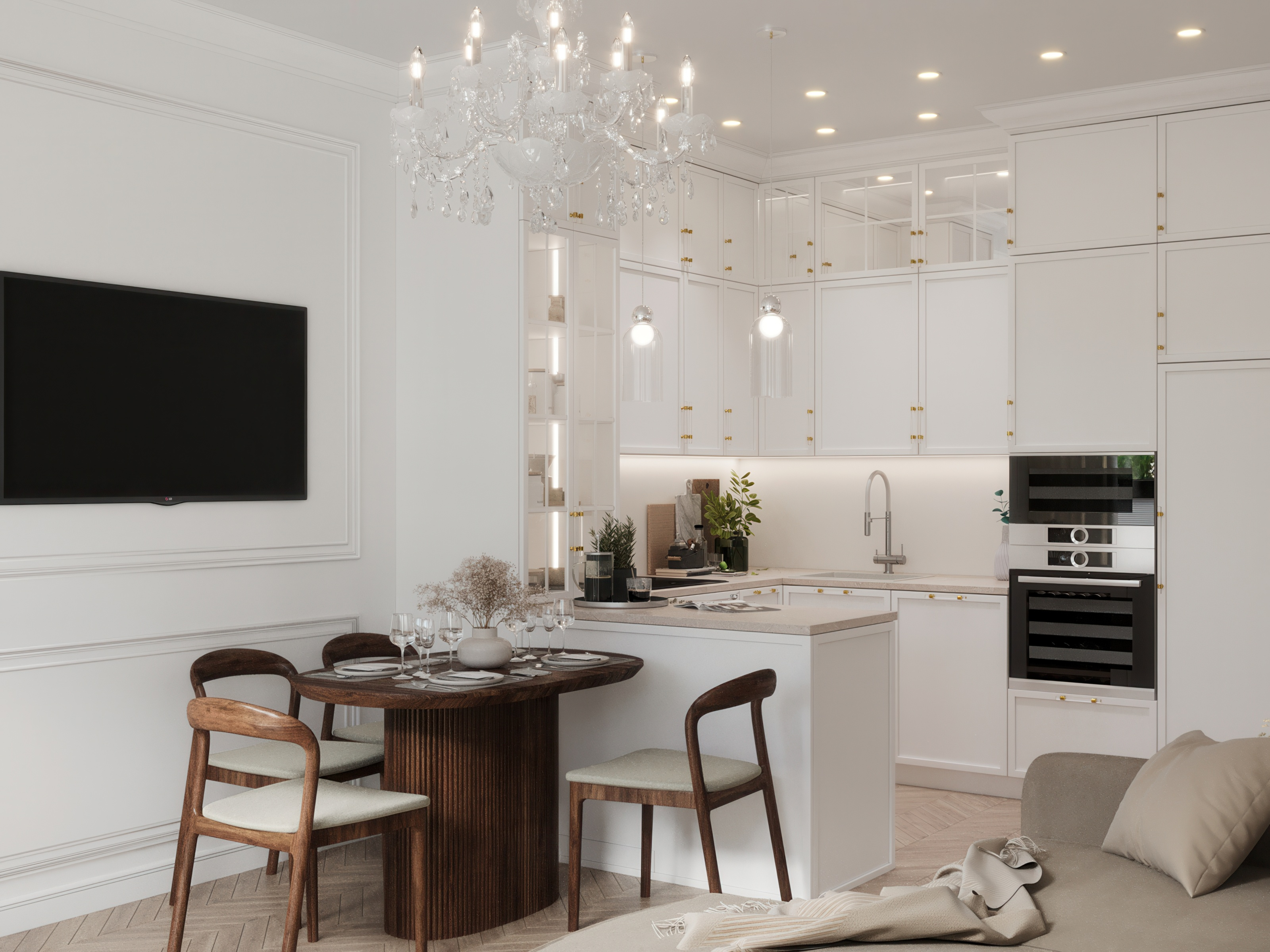 Обложка проекта: "Белая эстетика""_ЖК "Резиденция Сколково"_88м2