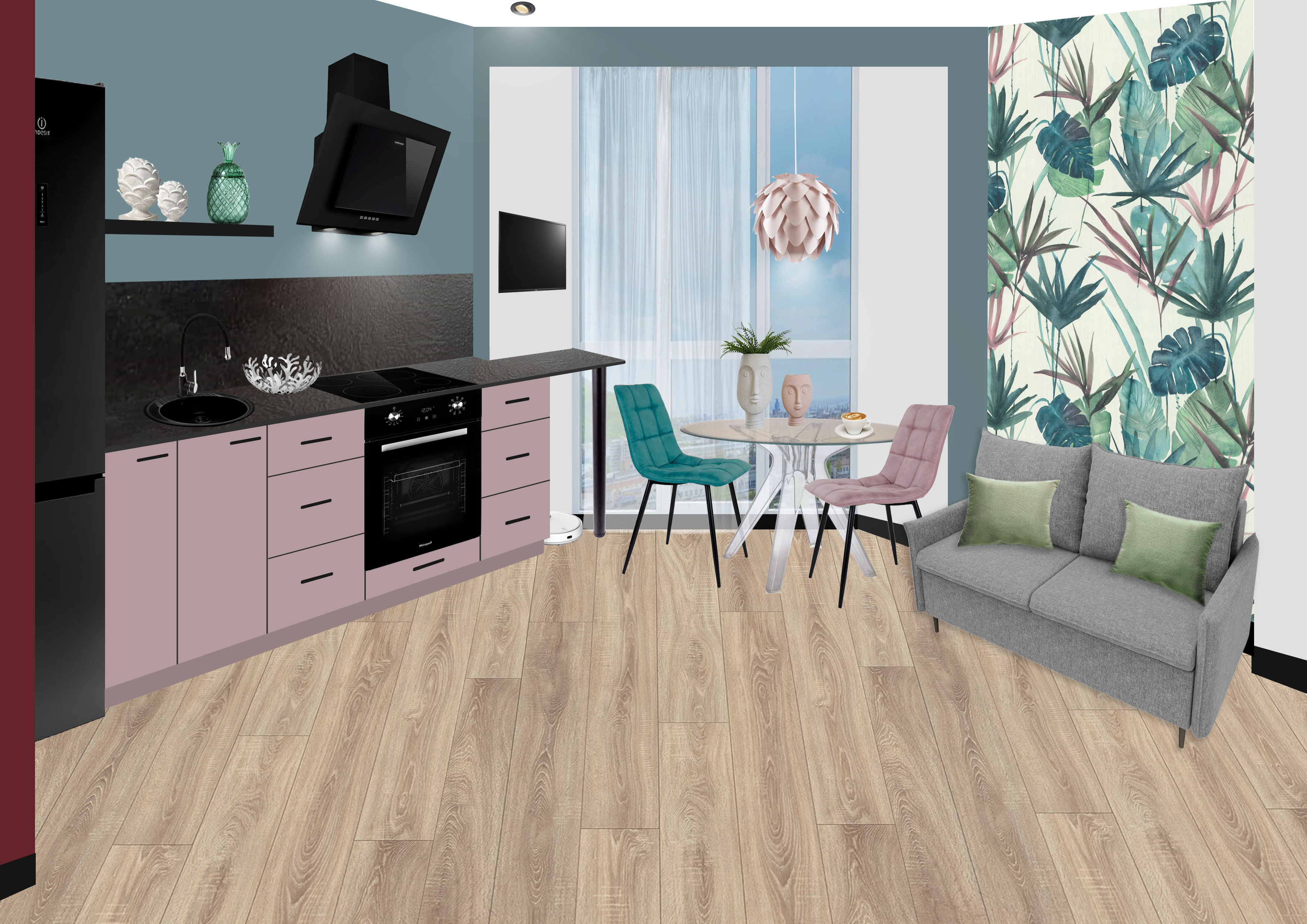 Проект "Без белых стен"_58м2