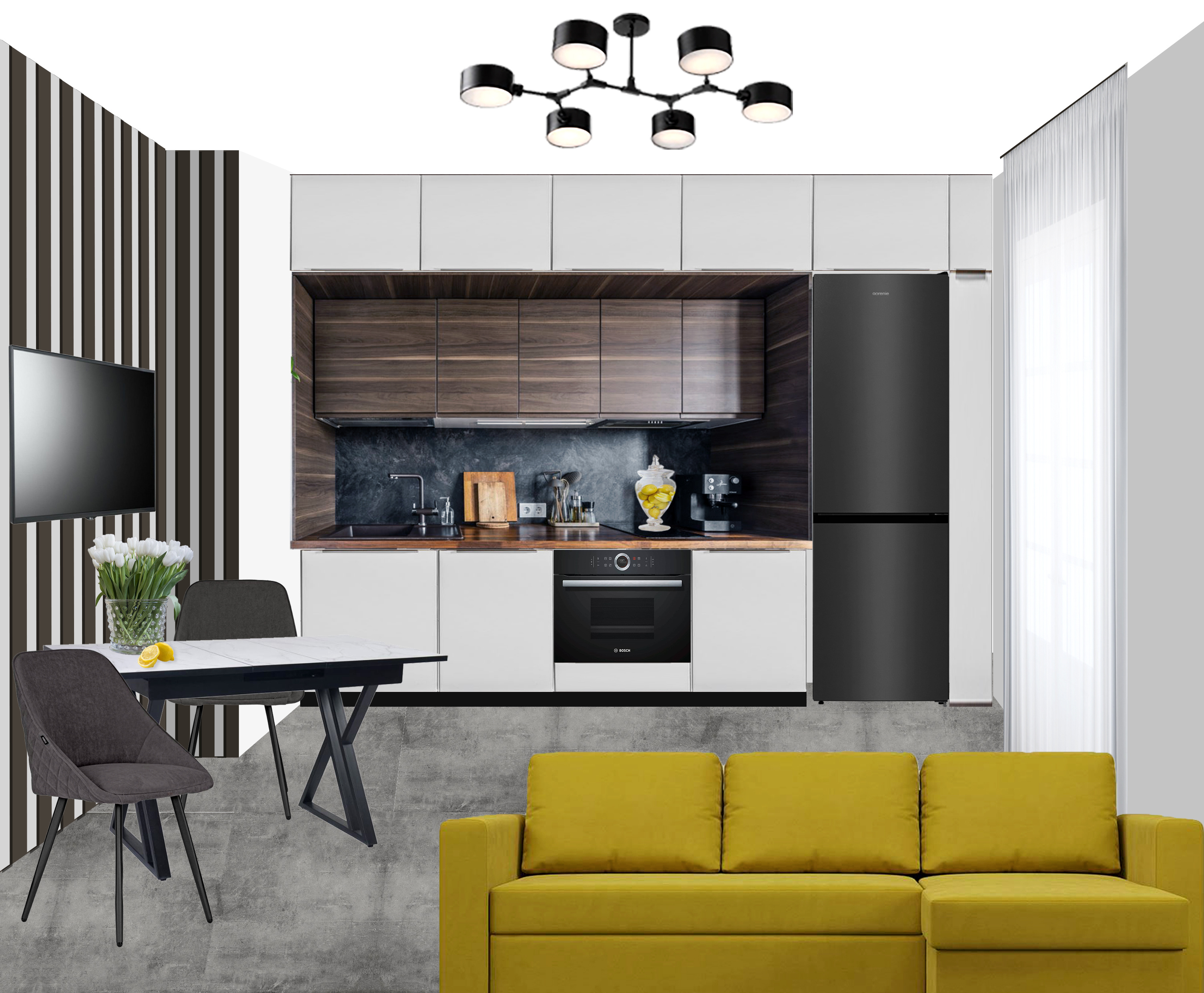 Проект кухни в квартире-студии