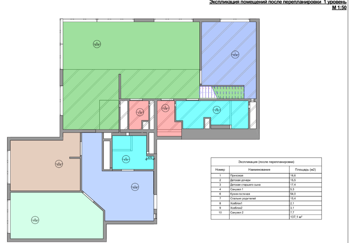 Планировка двухуровневой квартиры 141 м²