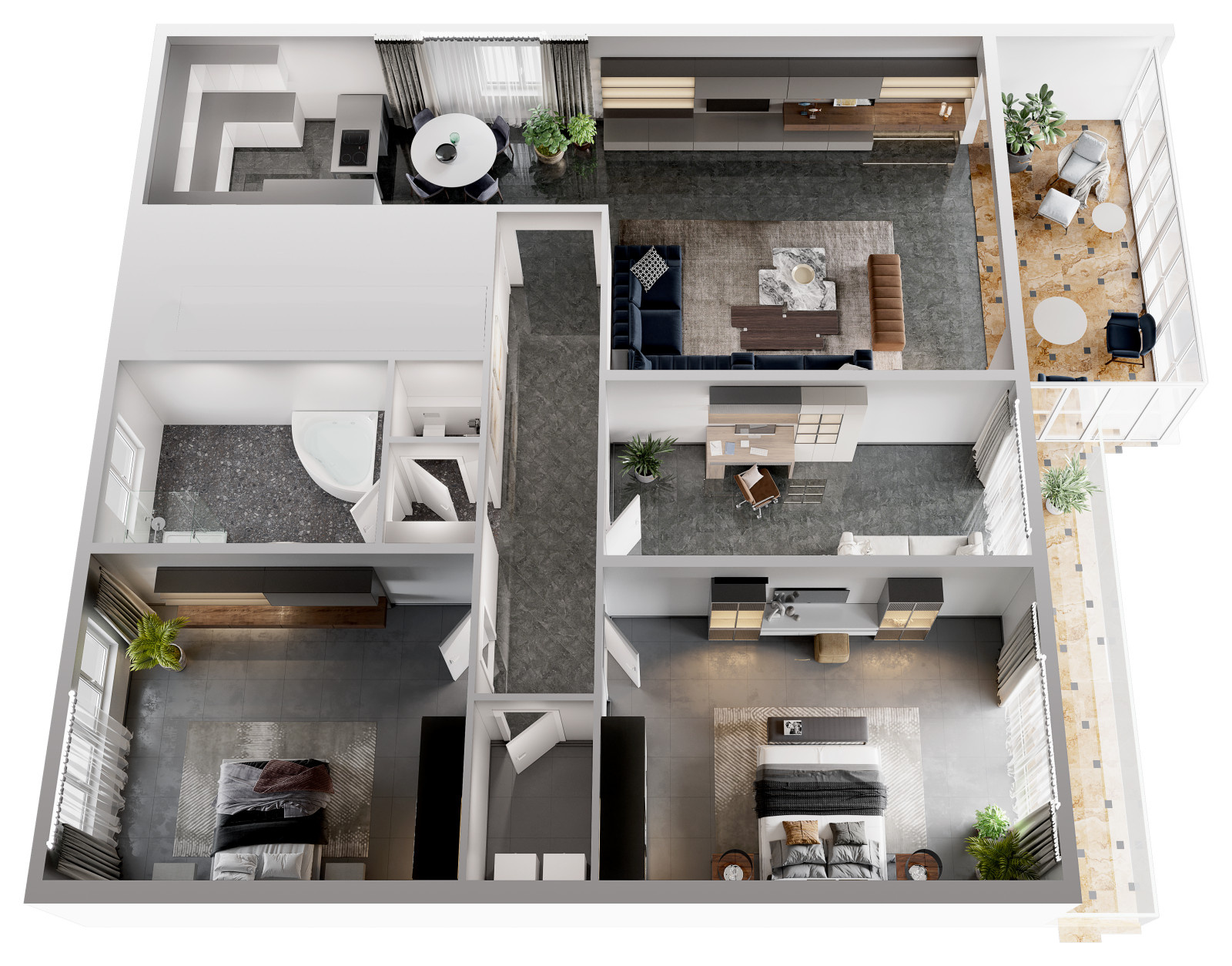 4-Zimmer-Wohnung.