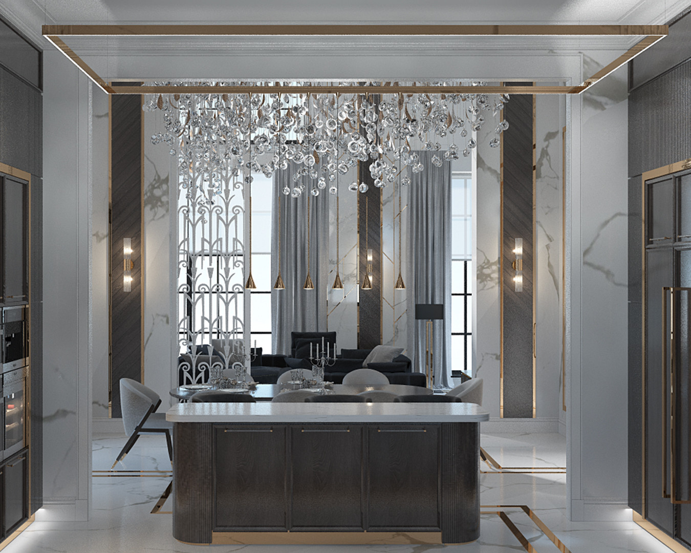 LUXURY KITCHEN\\DINING\\LIVING ROOMS