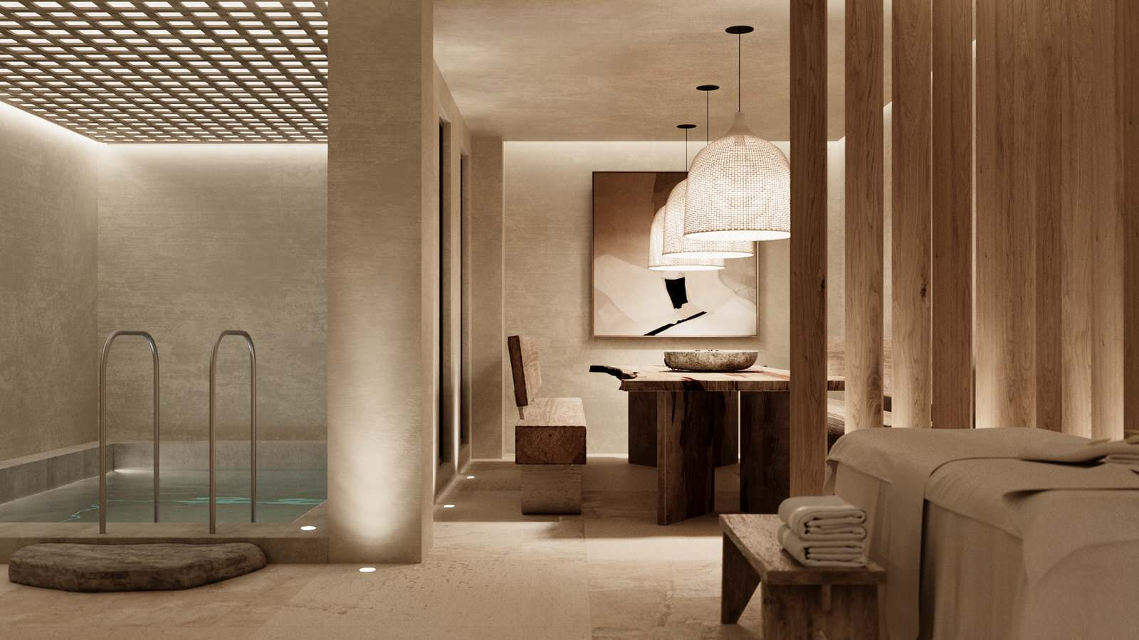 Small spa complex with a sauna, cold pool and relaxation areas in Brussels