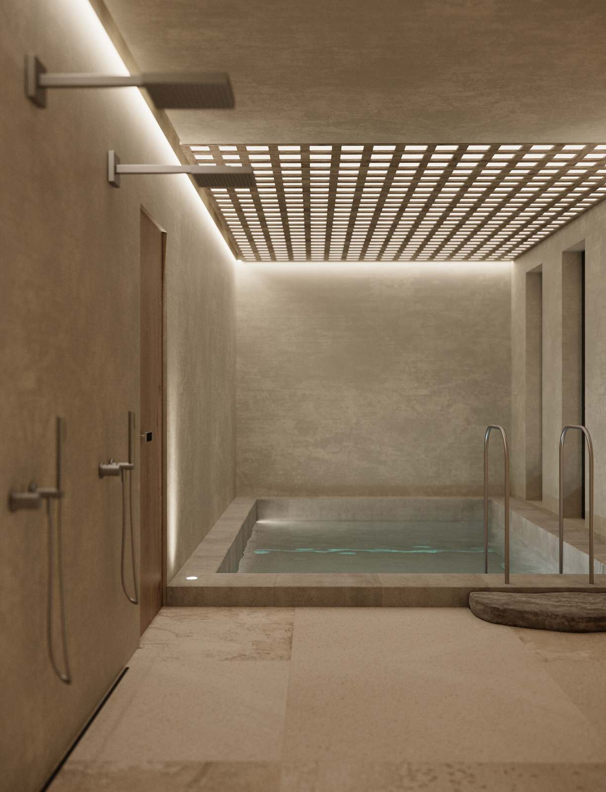 Small spa complex with a sauna, cold pool and relaxation areas in Brussels