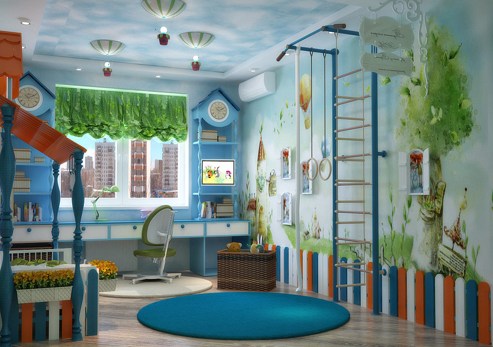 Kid's room and bedroom in modern style