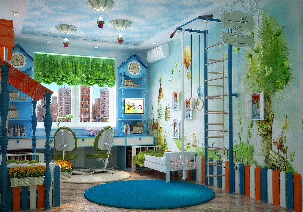 Kid's room and bedroom in modern style