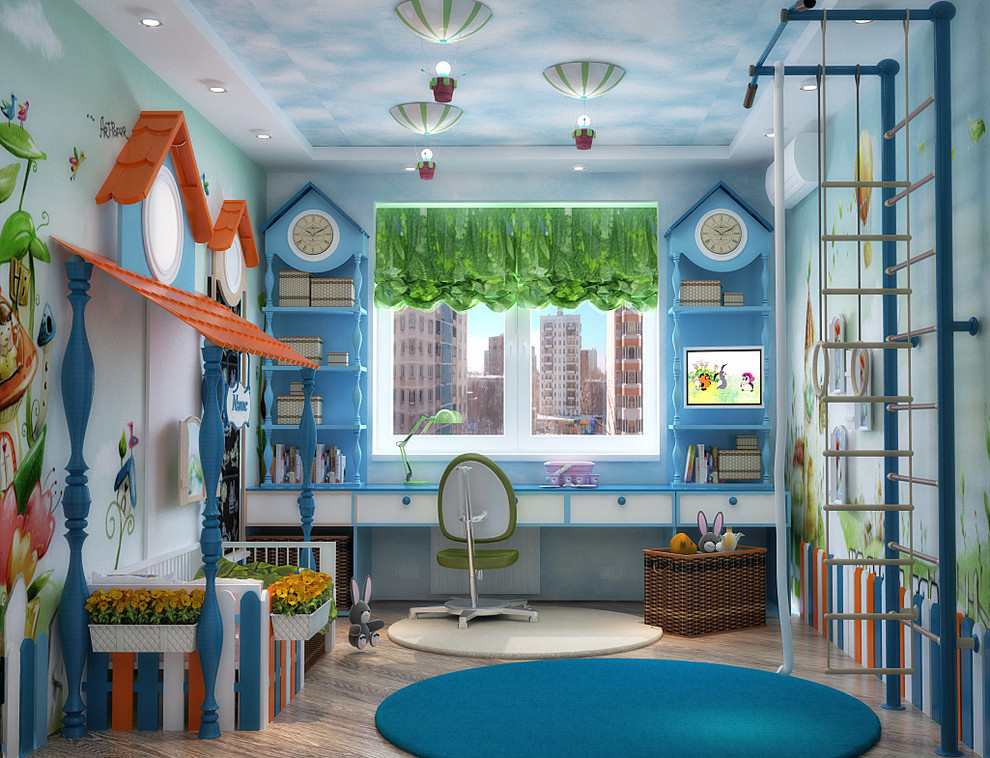 Kid's room and bedroom in modern style
