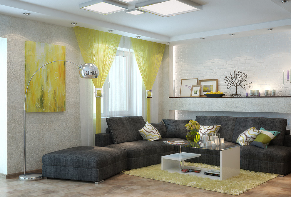 Bright and brave colors in interior design - 3D visualization