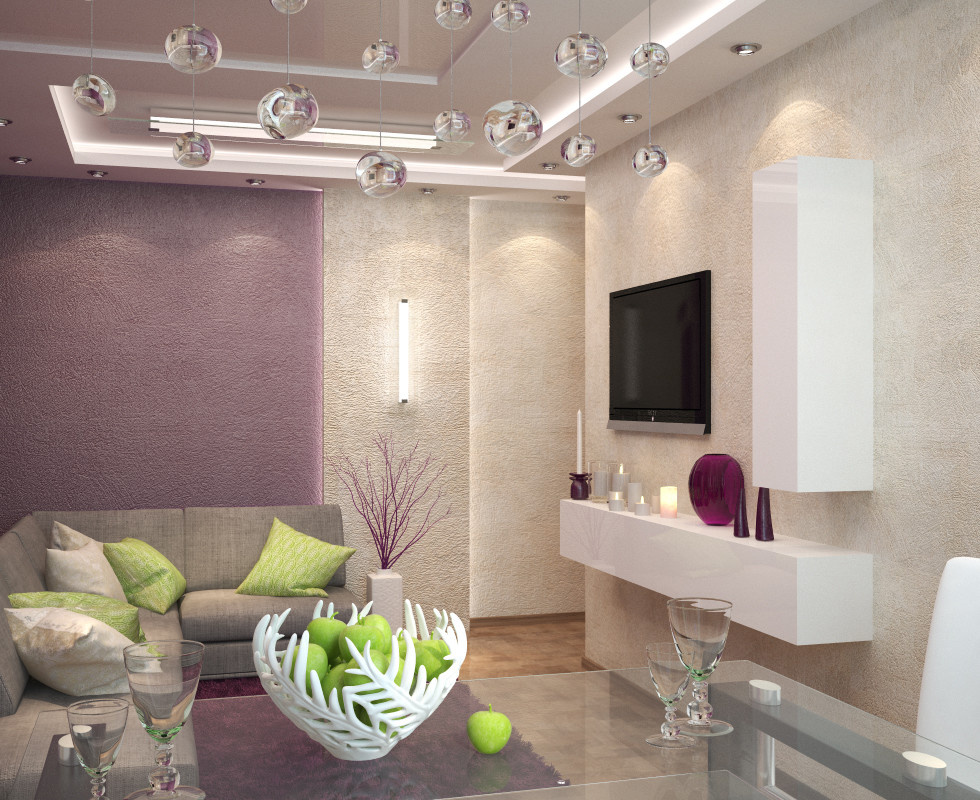 Bright and brave colors in interior design - 3D visualization