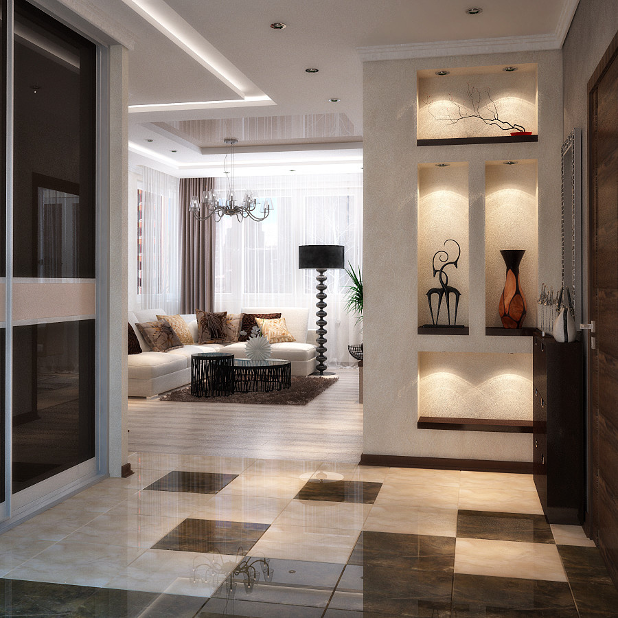 Bedroom, hall and home office in neoclassical style