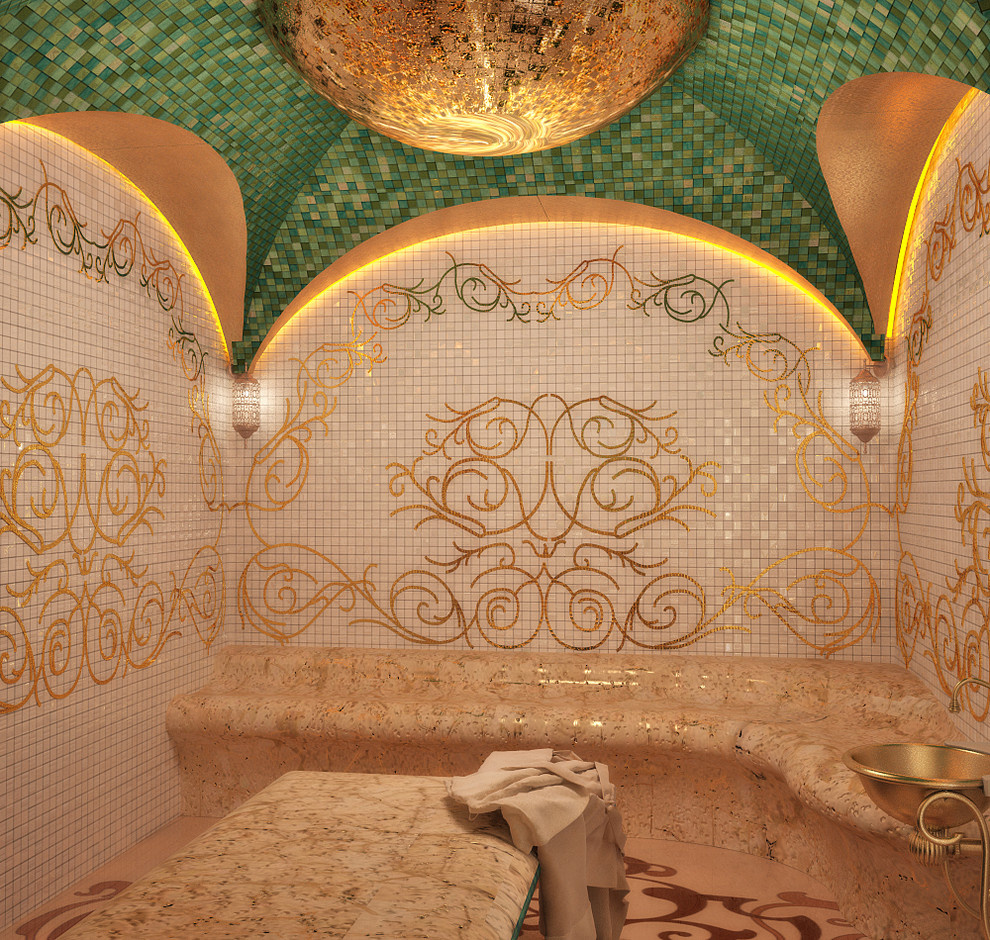 Oriental motifs in bathroom design - 3D visualization