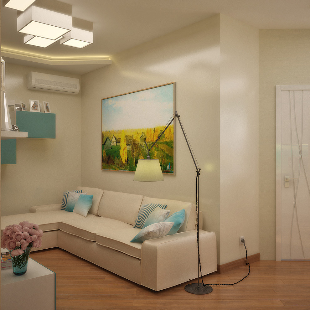 Living room and entry interior in contemporary style