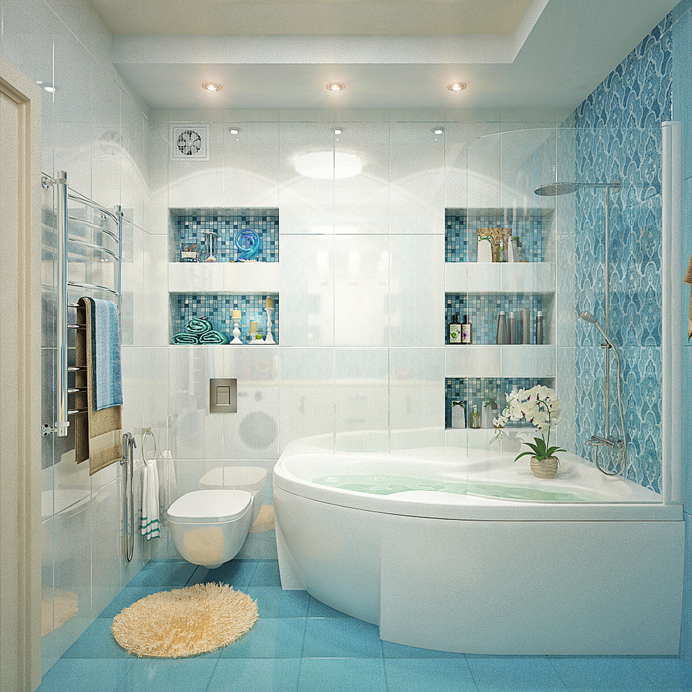 Soft vs fresh bathroom design in contemporary style