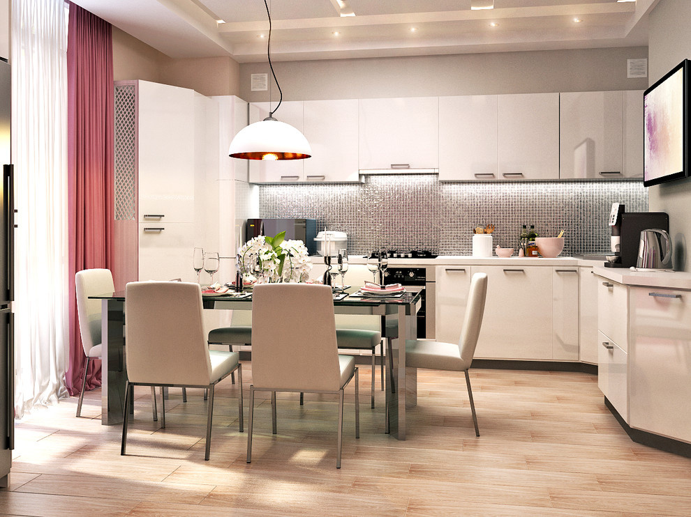 Glamorous kitchen and elegant entrance hall