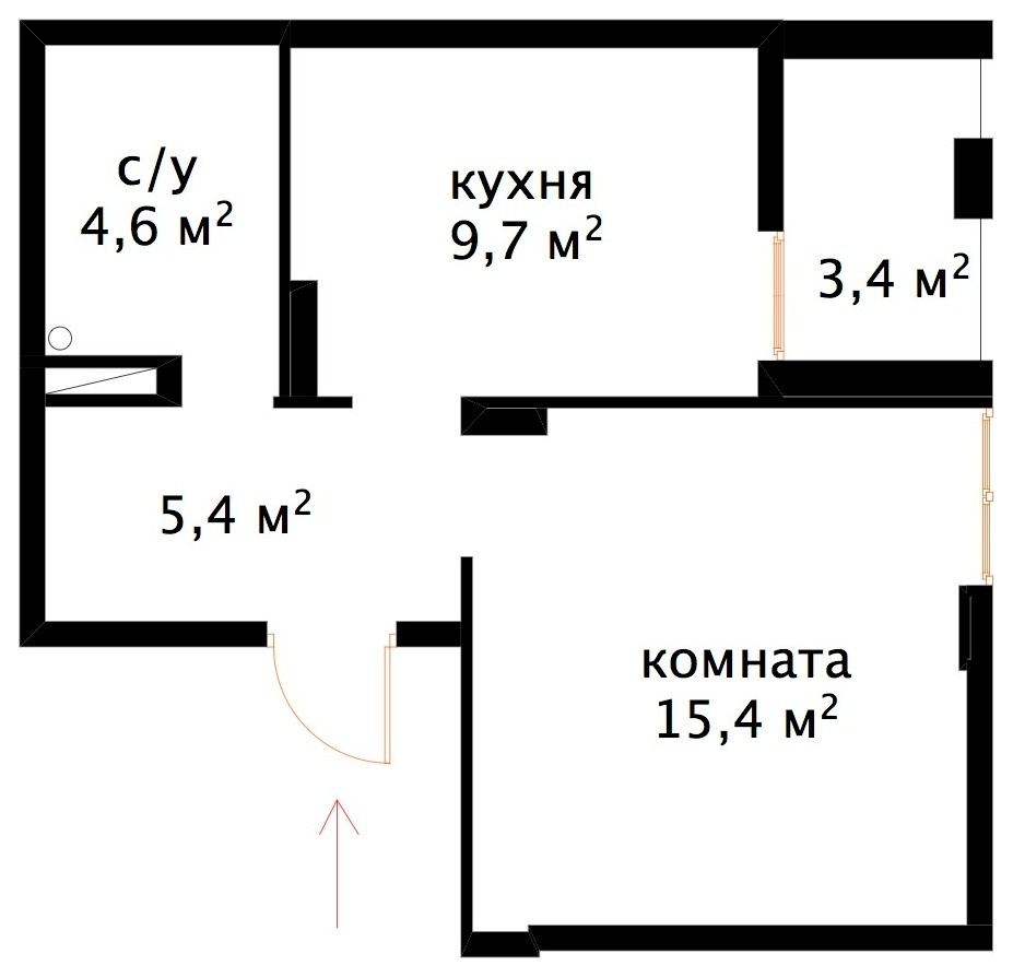 Однокомнатная квартира-студия 40 м² в ЖК Комфорт Таун