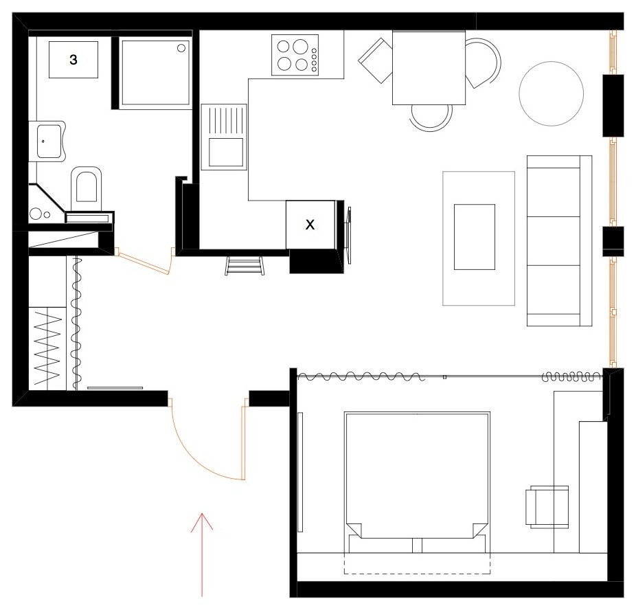 Однокомнатная квартира-студия 40 м² в ЖК Комфорт Таун