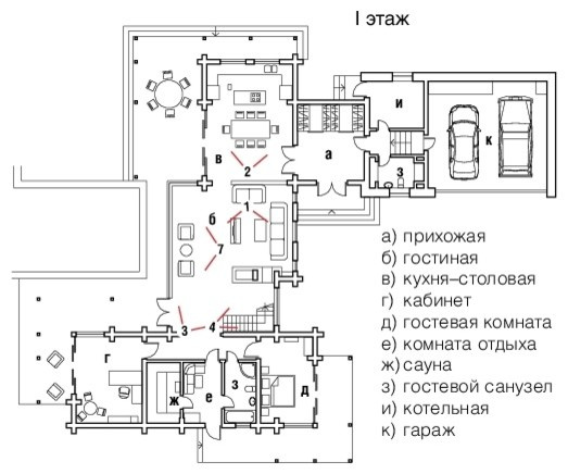 Интерьер деревянного жилого дома в Московской обл., поселок "Белые росы"
