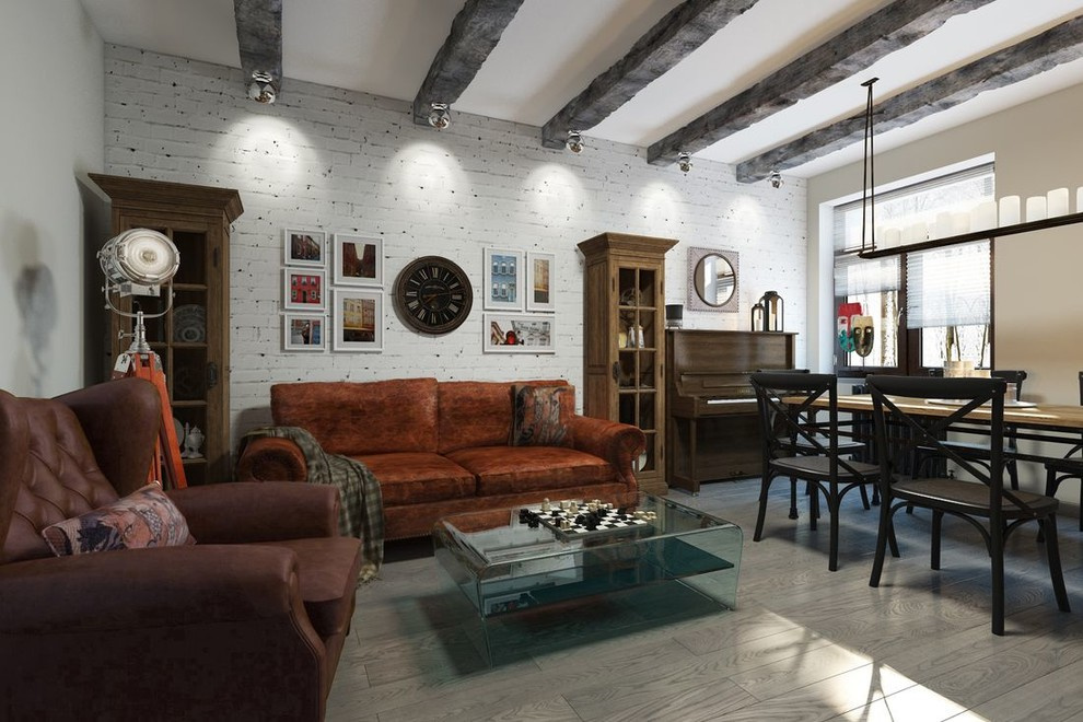 Разнообразная мебель в интерьере в стиле LOFT.