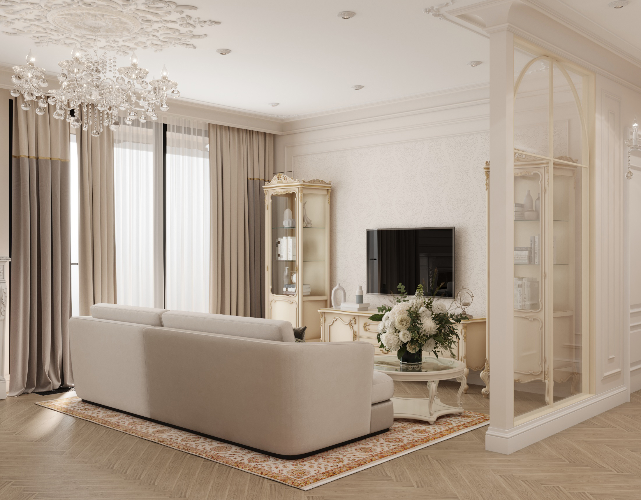 Современный ремонт 107 м² для семьи с детьми в московской новостройке