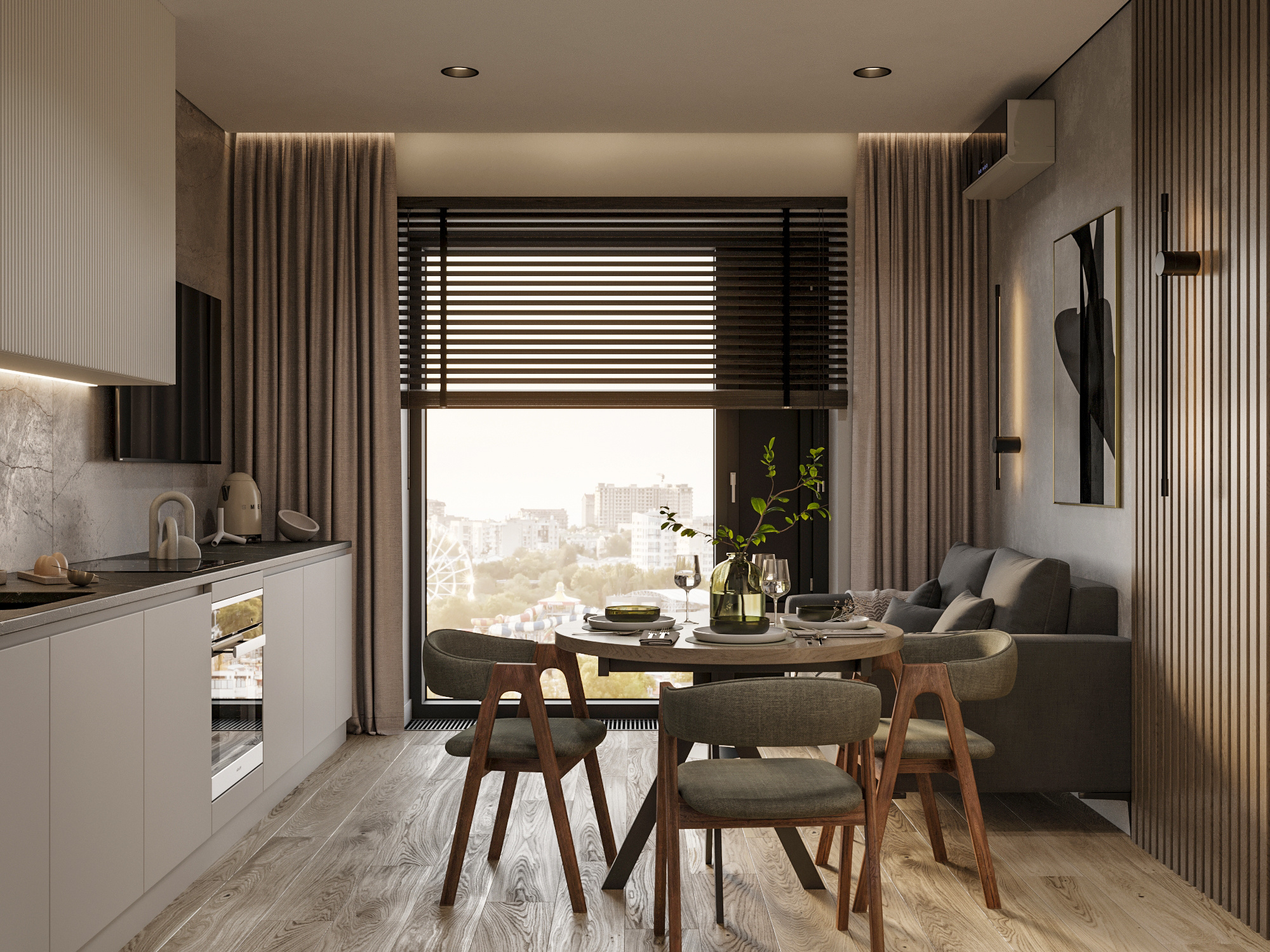 Современный ремонт маленькой квартиры 60 м² для семьи в Москве