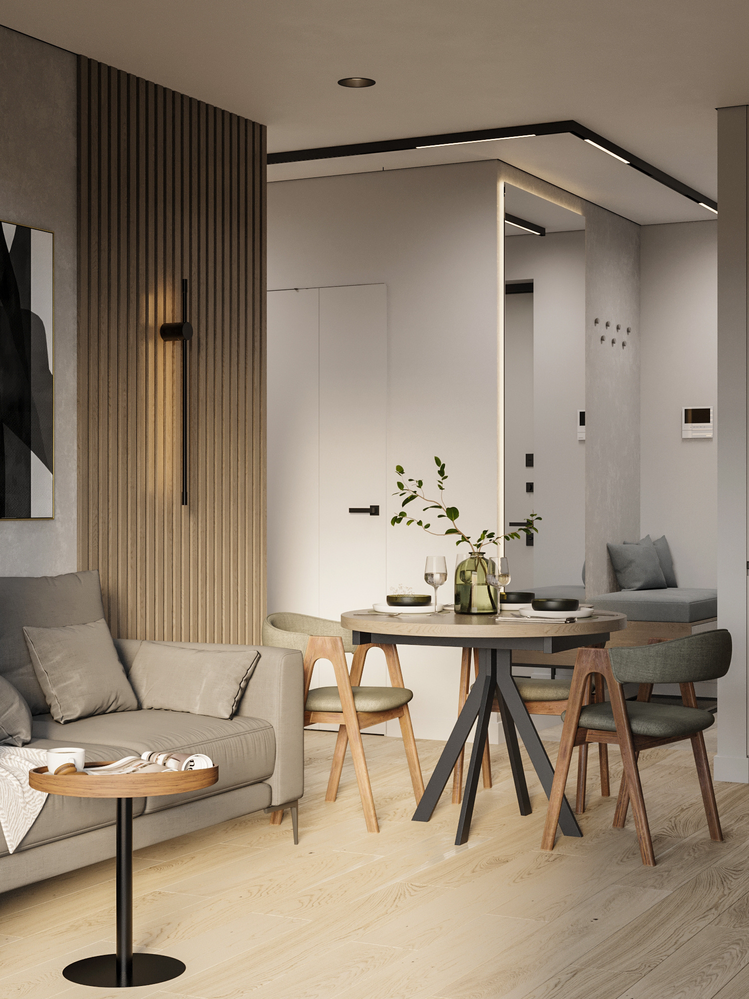 Современный ремонт маленькой квартиры 60 м² для семьи в Москве