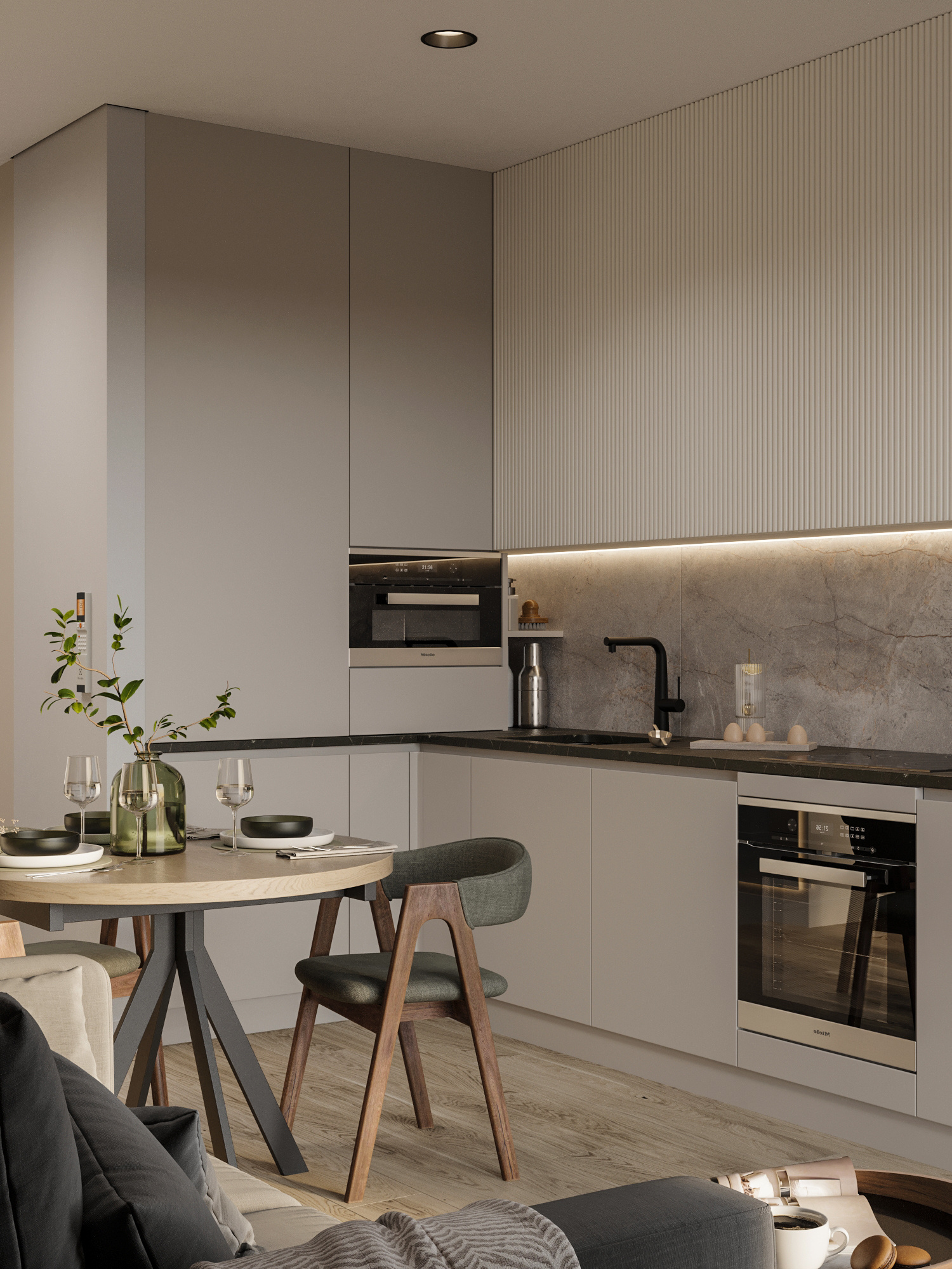 Современный ремонт маленькой квартиры 60 м² для семьи в Москве