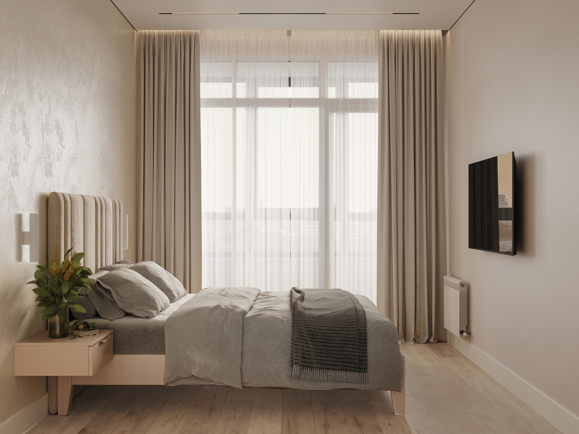 Минималистичный дизайн маленькой квартиры 54 м² для семьи с ребёнком в Москве