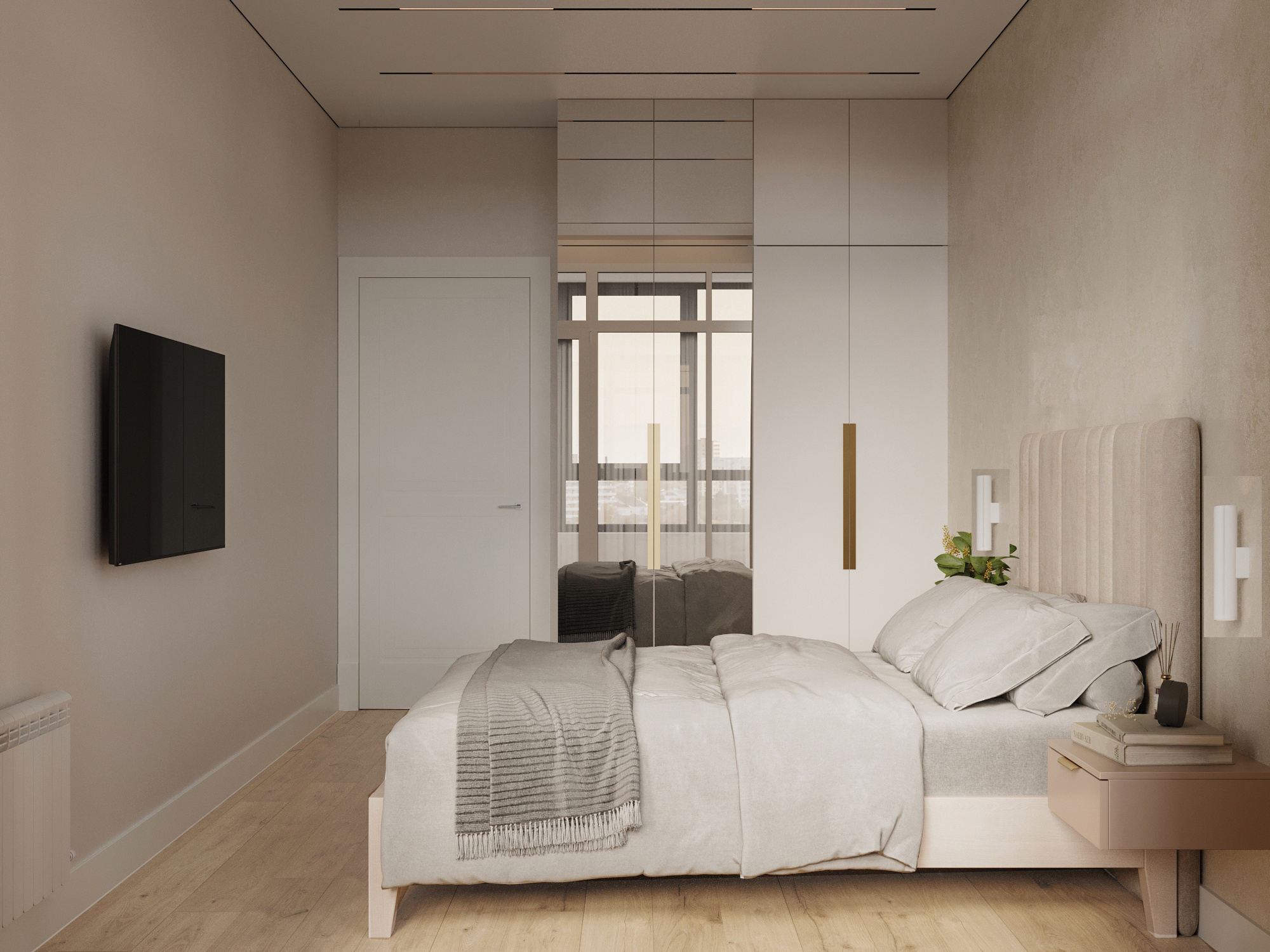 Минималистичный дизайн маленькой квартиры 54 м² для семьи с ребёнком в Москве