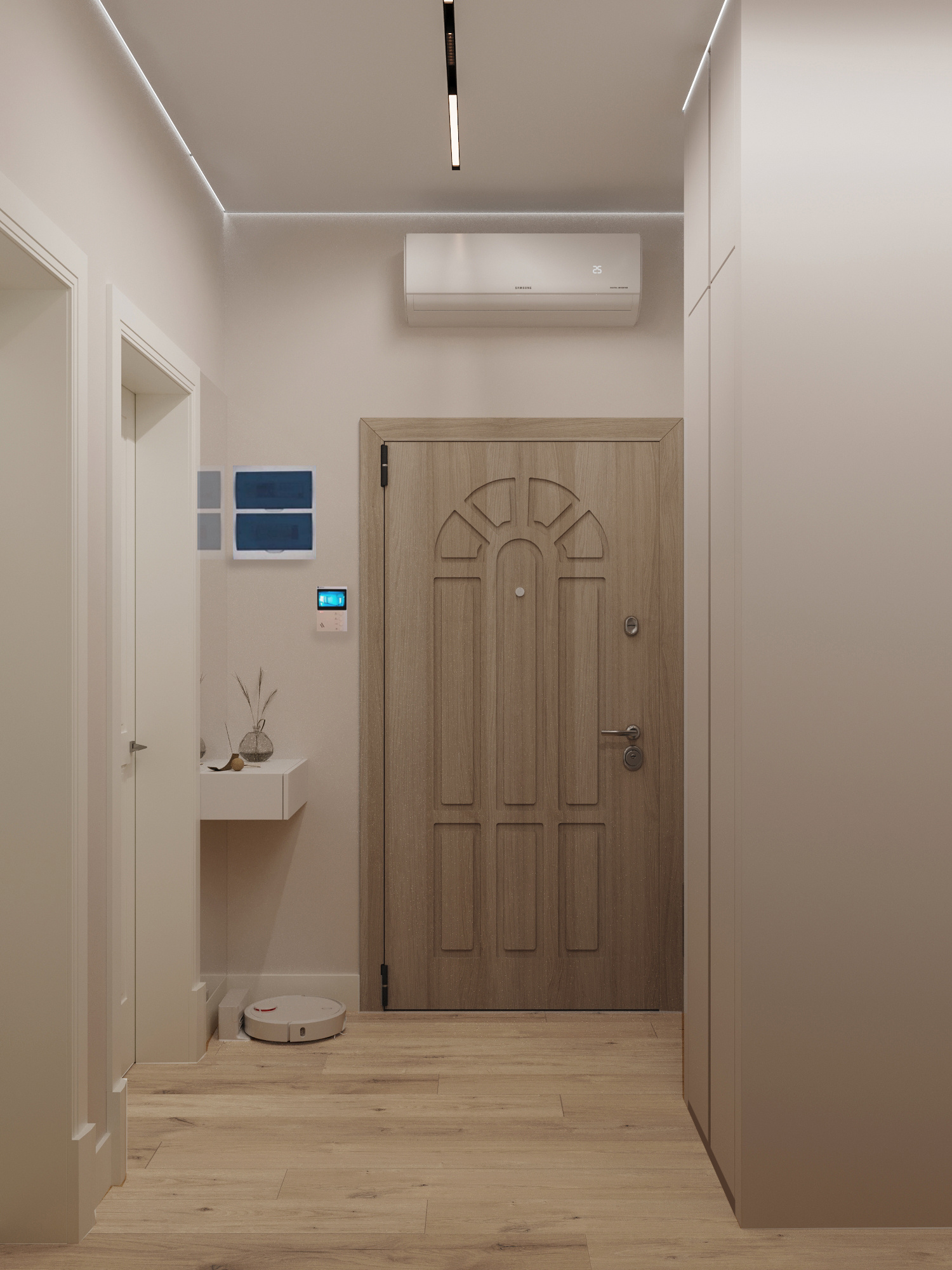 Минималистичный дизайн маленькой квартиры 54 м² для семьи с ребёнком в Москве