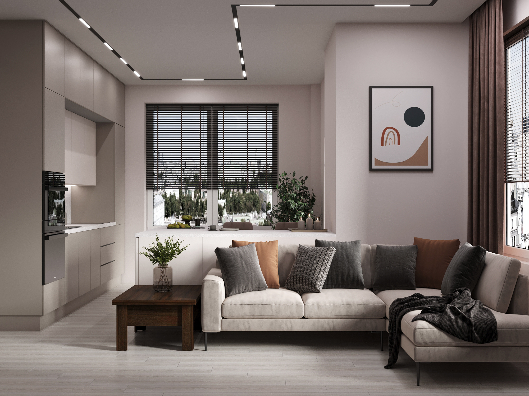 Современный интерьер квартиры  70 м² для семьи в Москве