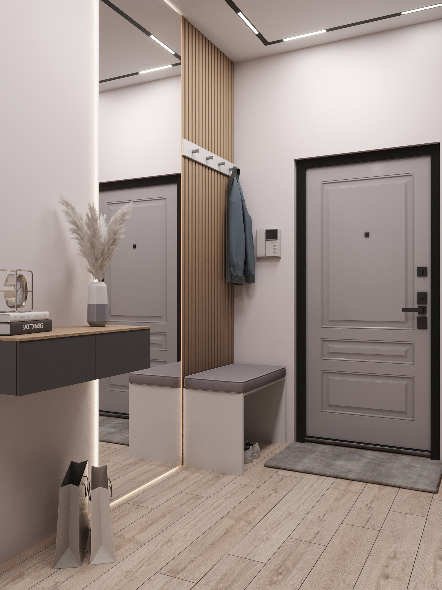 Современный интерьер квартиры  70 м² для семьи в Москве