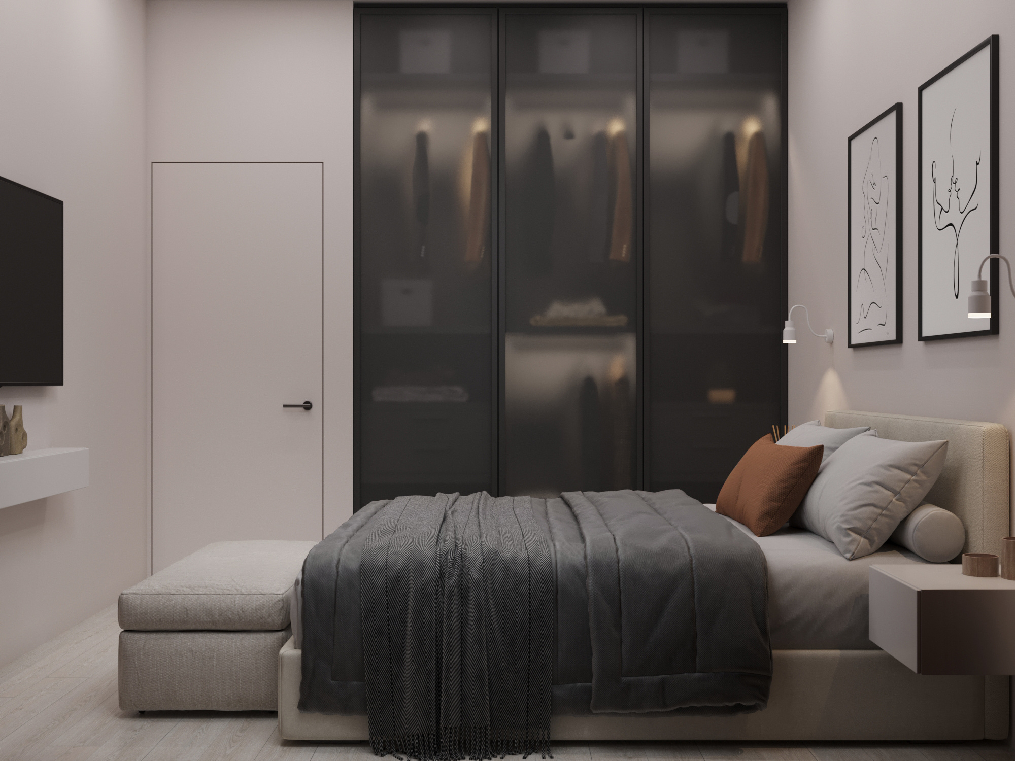 Современный интерьер квартиры  70 м² для семьи в Москве