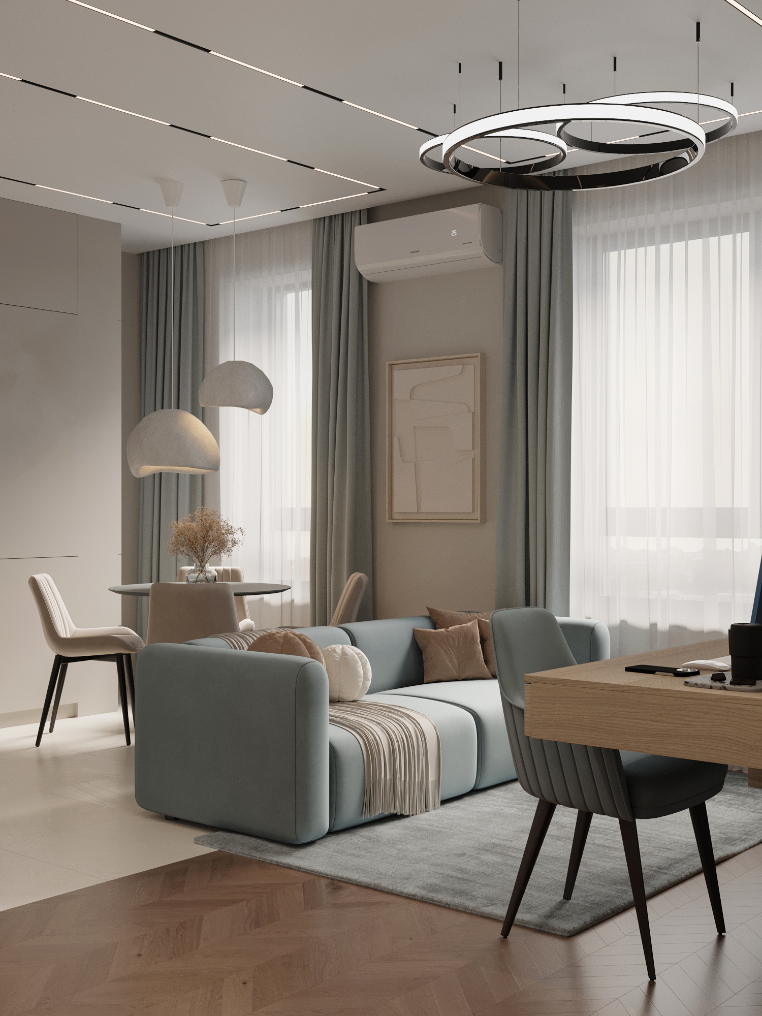 Функциональный интерьер квартиры 61 м² для пары в Москве