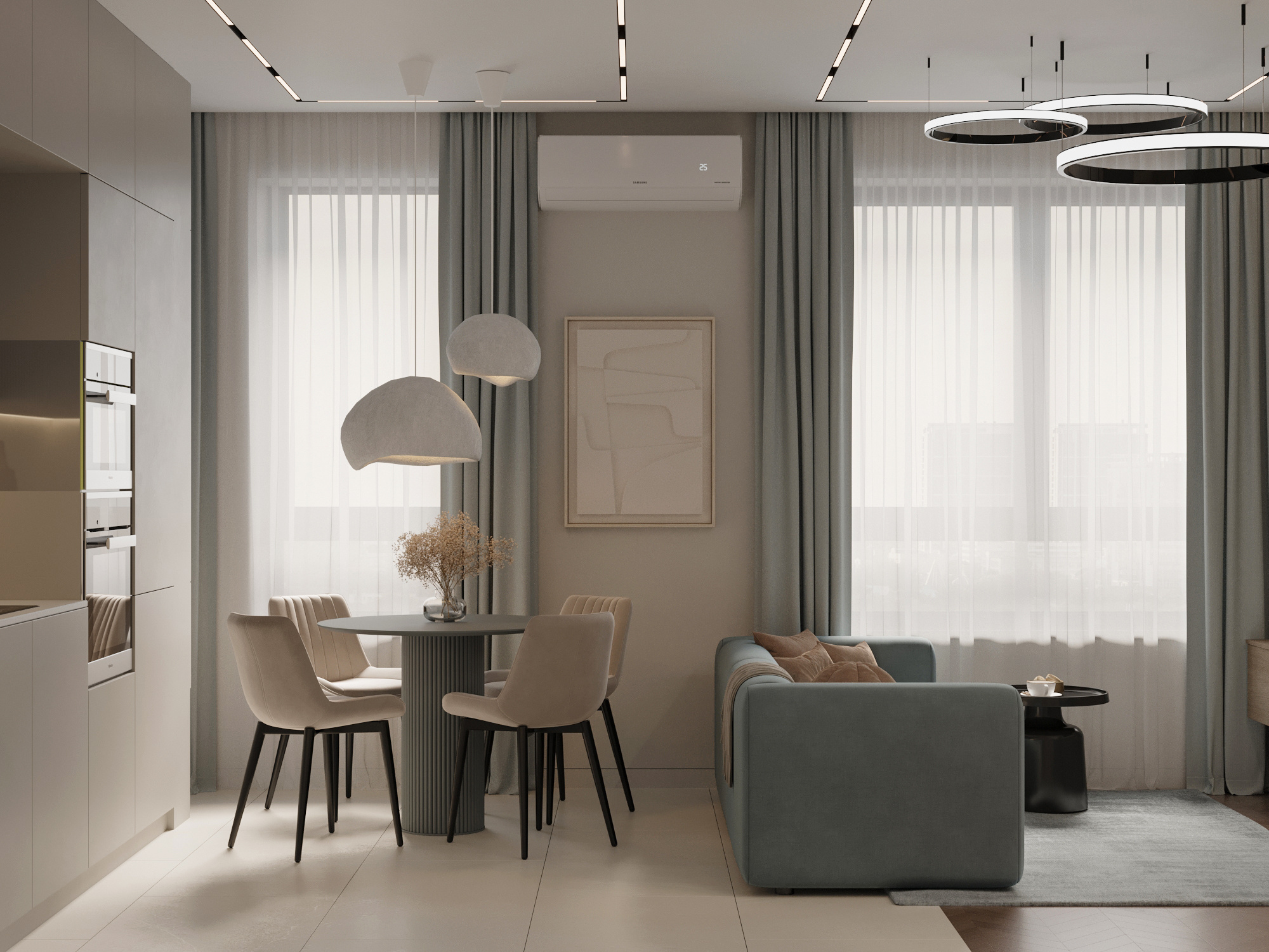 Функциональный интерьер квартиры 61 м² для пары в Москве