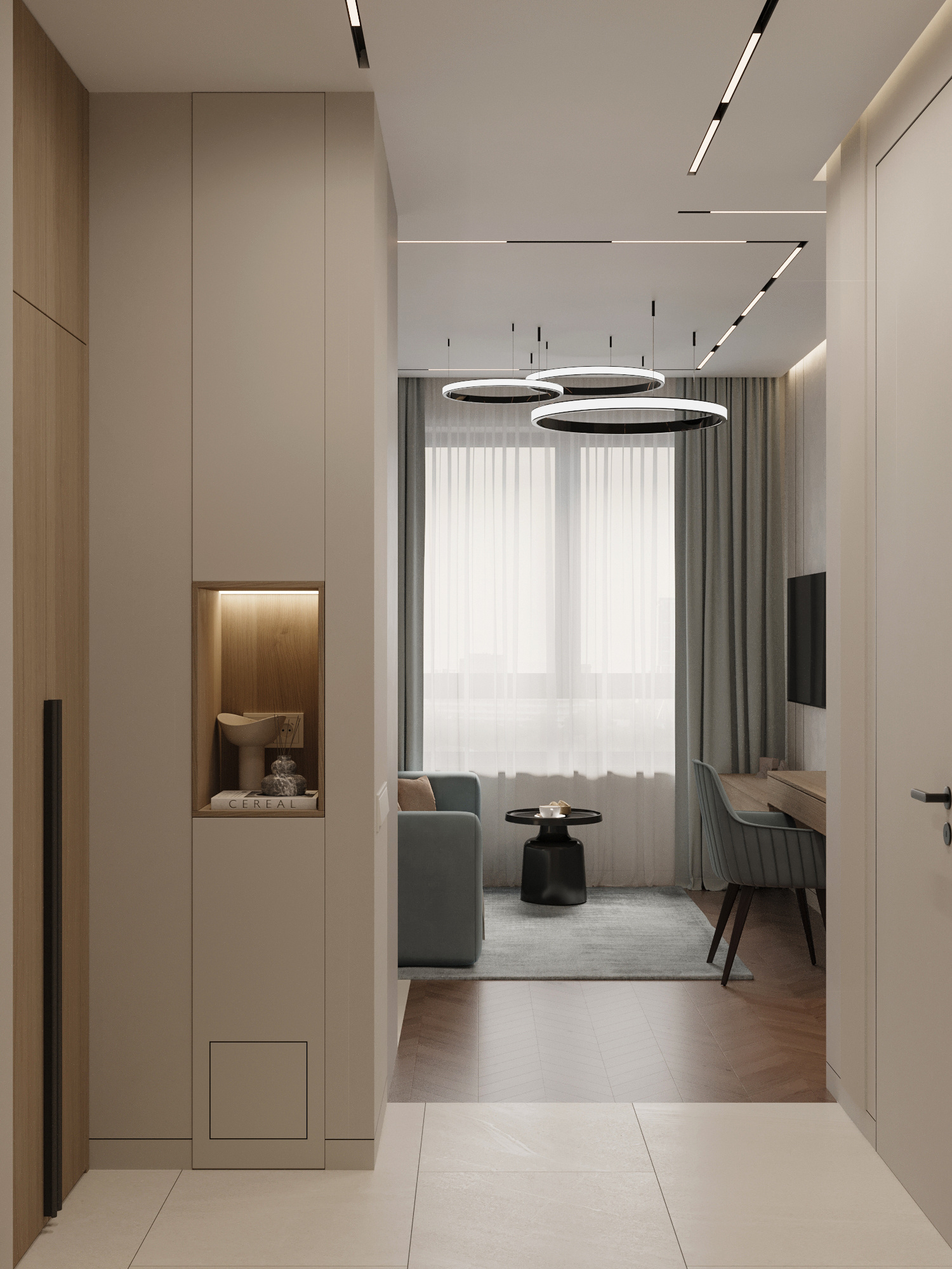 Функциональный интерьер квартиры 61 м² для пары в Москве