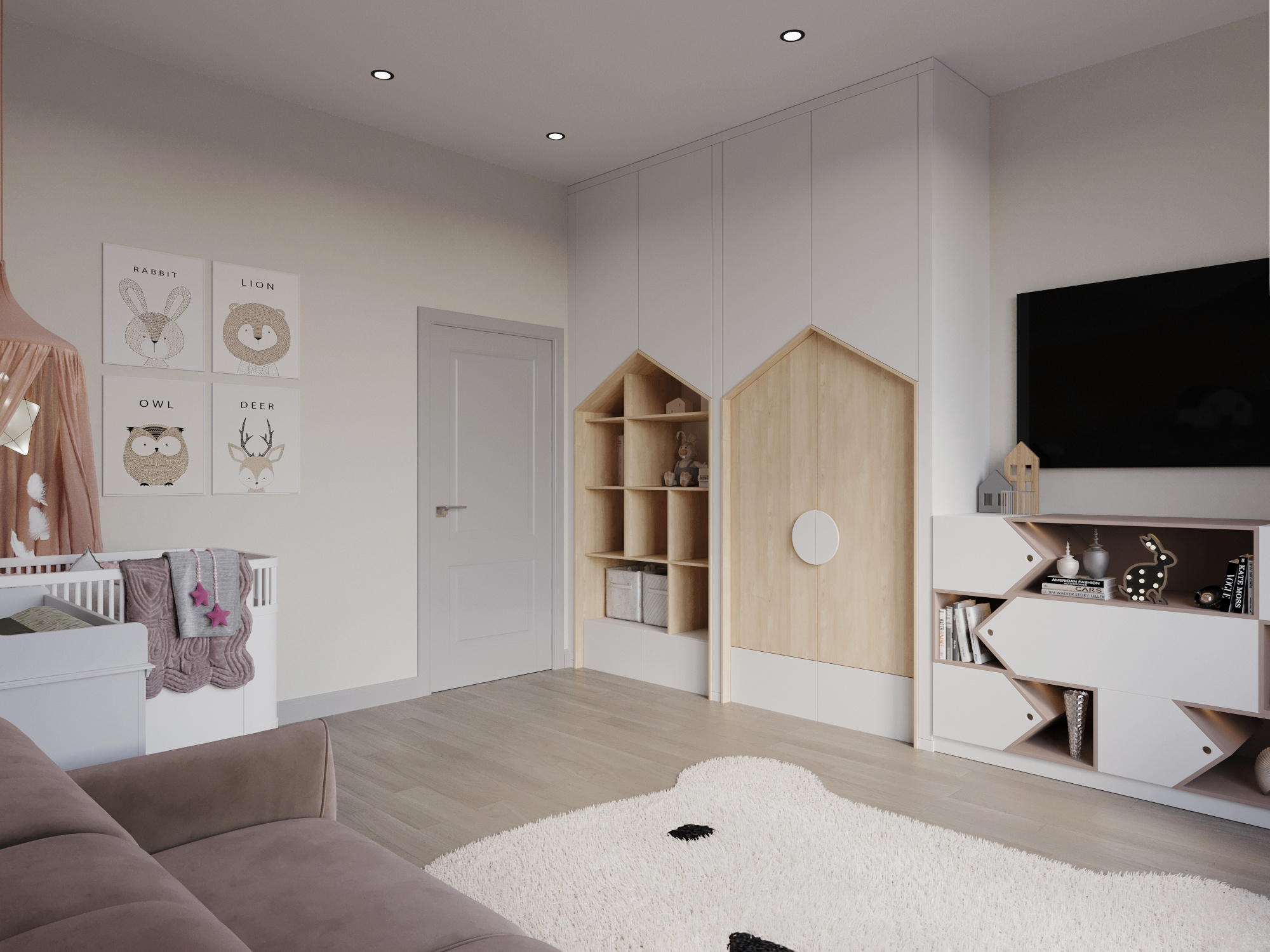 Современный интерьер квартиры 116 м² для молодой семьи в Москве