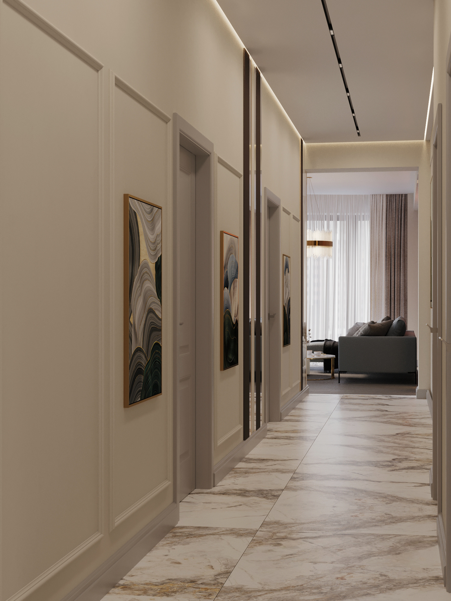 Современный интерьер квартиры 116 м² для молодой семьи в Москве