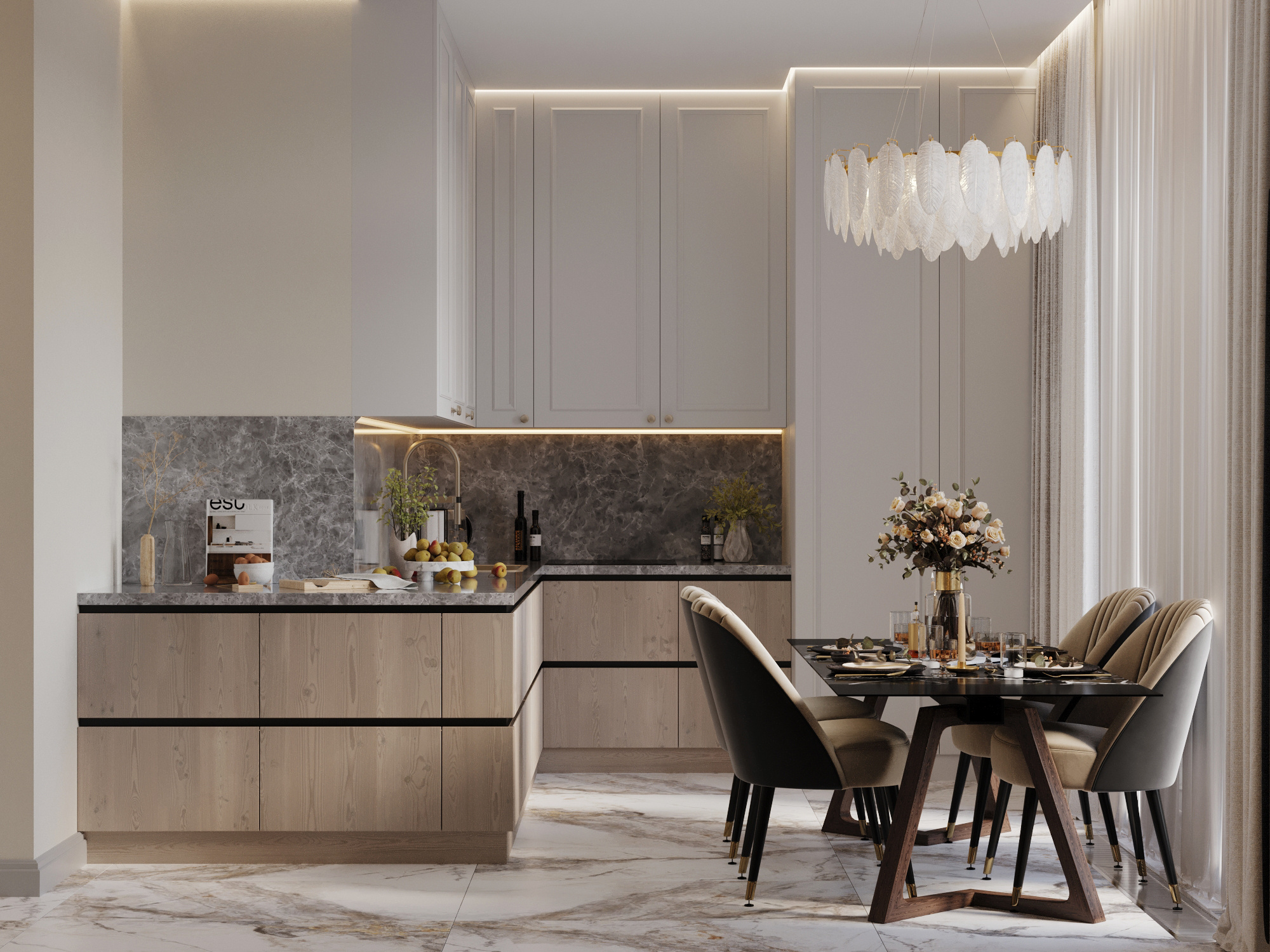 Современный интерьер квартиры 116 м² для молодой семьи в Москве