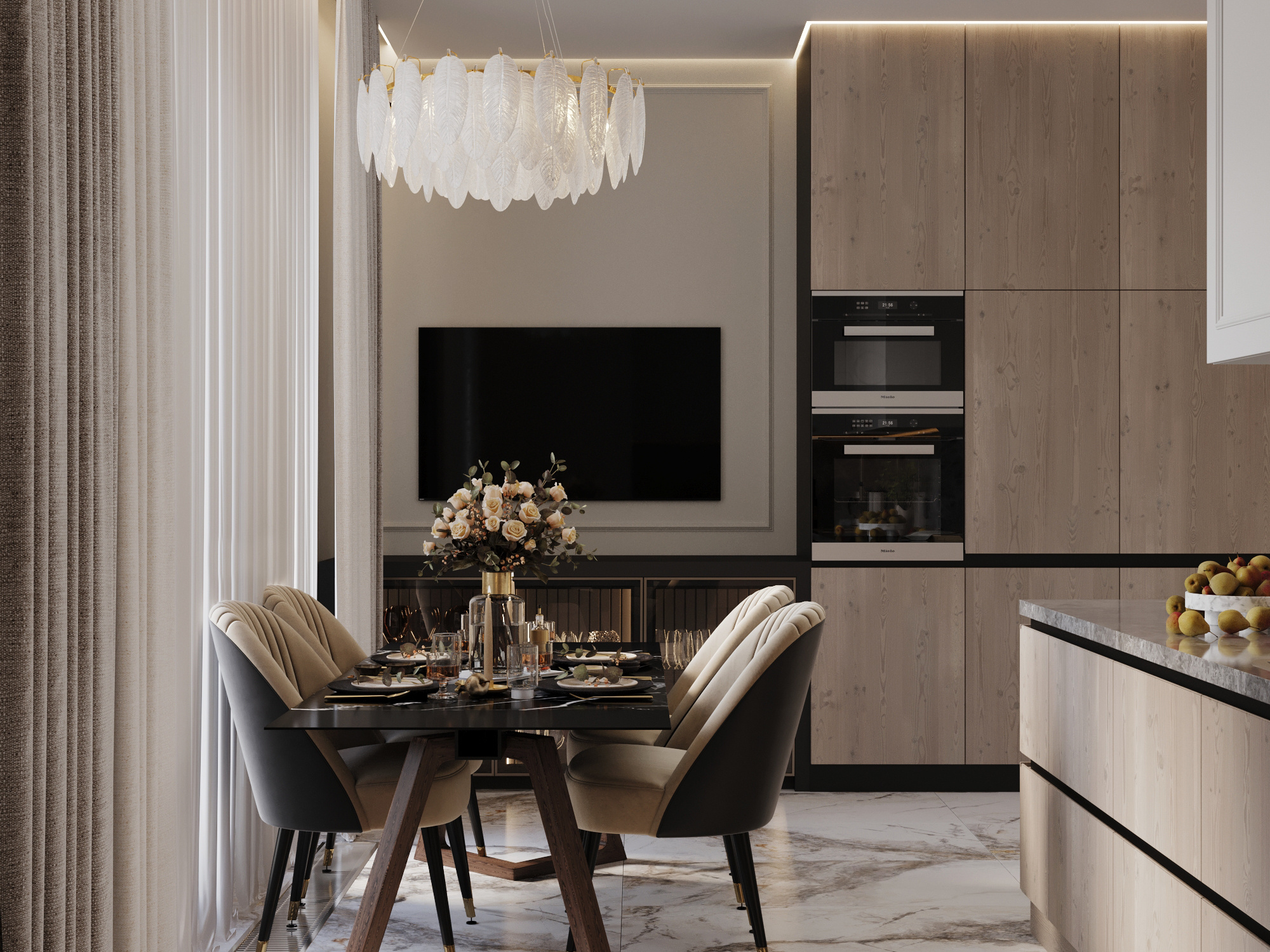 Современный интерьер квартиры 116 м² для молодой семьи в Москве