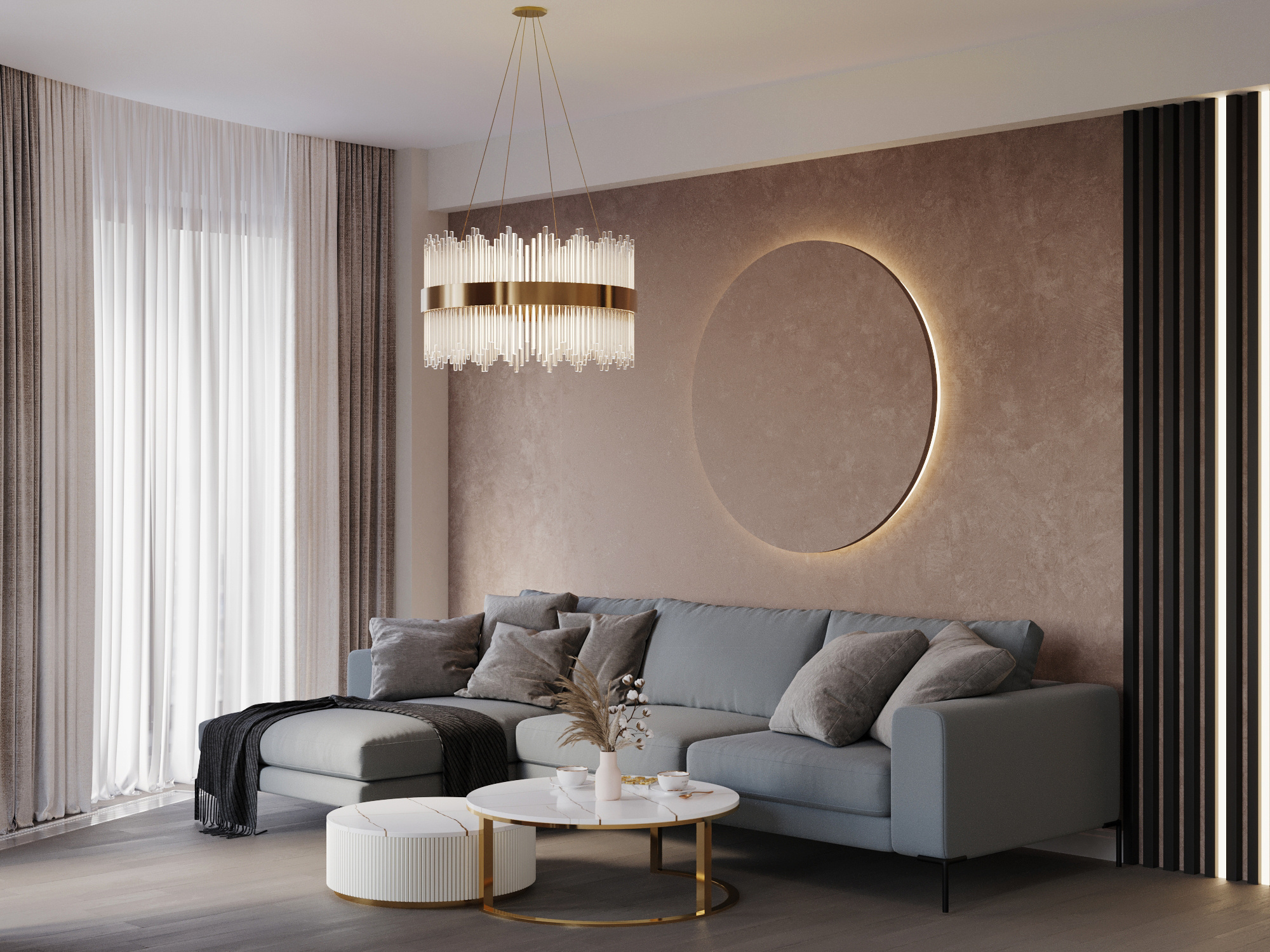 Современный интерьер квартиры 116 м² для молодой семьи в Москве