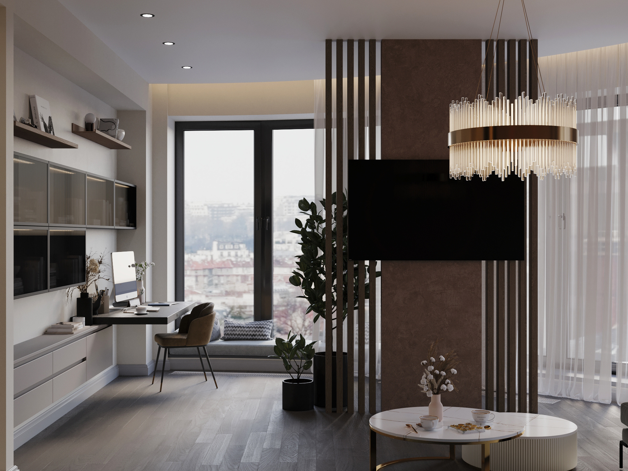 Современный интерьер квартиры 116 м² для молодой семьи в Москве