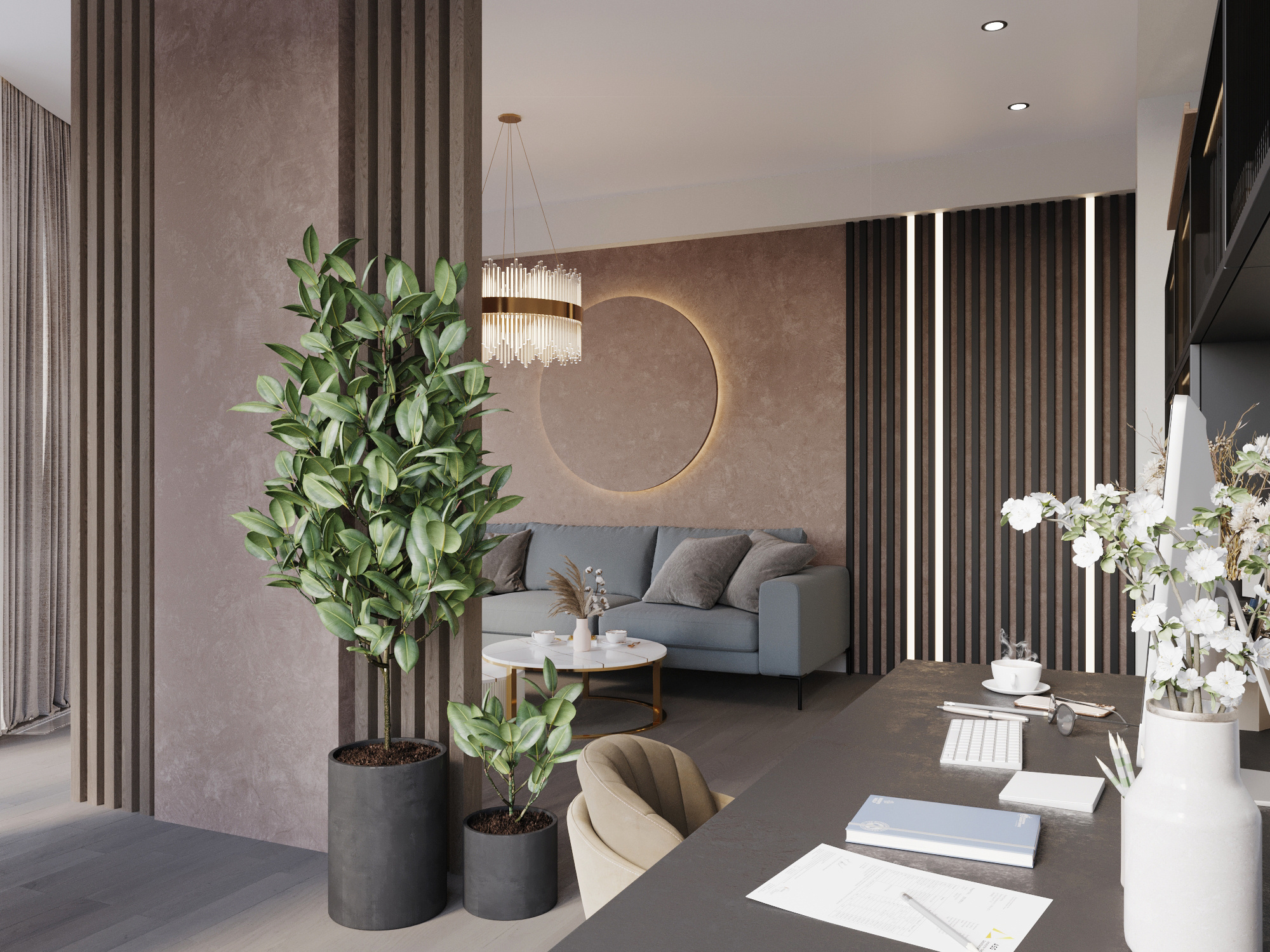 Современный интерьер квартиры 116 м² для молодой семьи в Москве