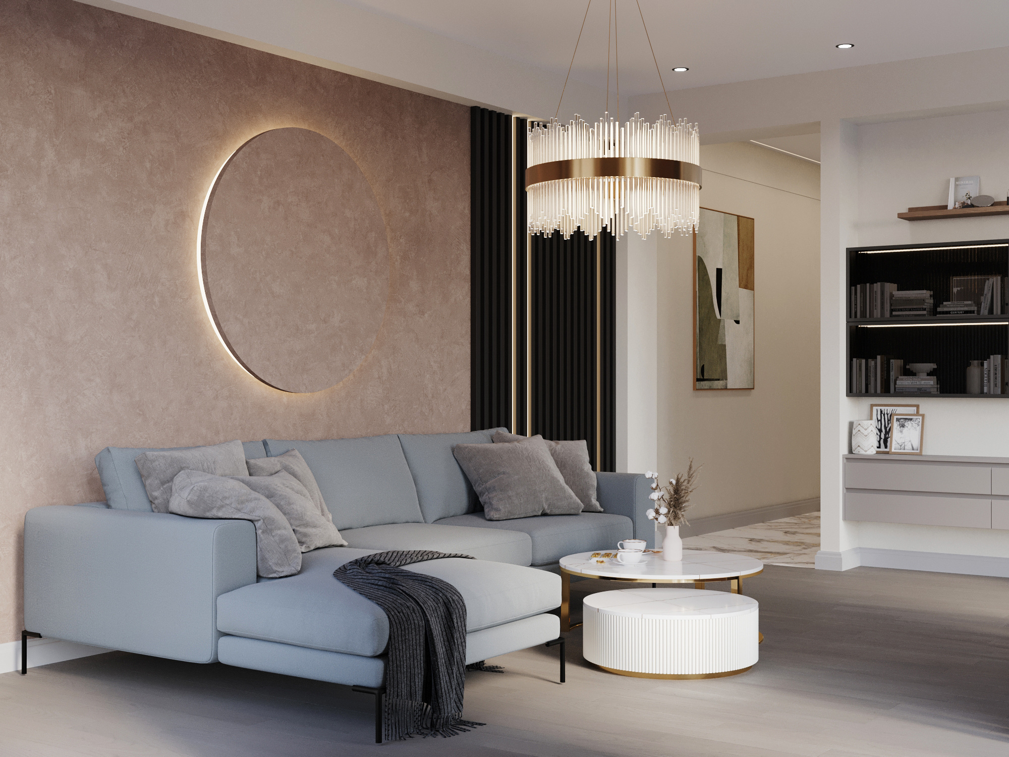 Современный интерьер квартиры 116 м² для молодой семьи в Москве