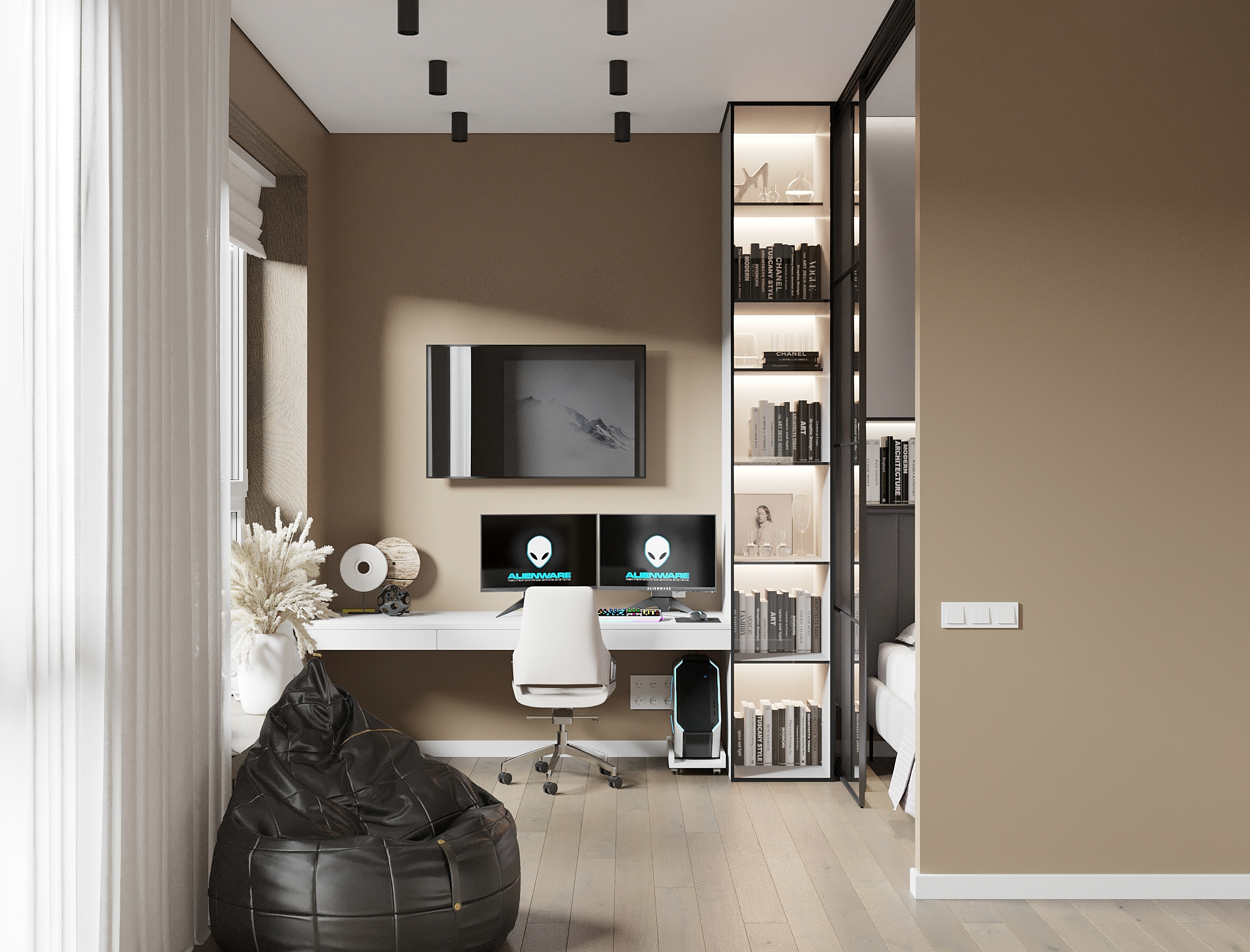 Обложка проекта: Стильный интерьер квартиры 36 м² для работы из дома в Москве