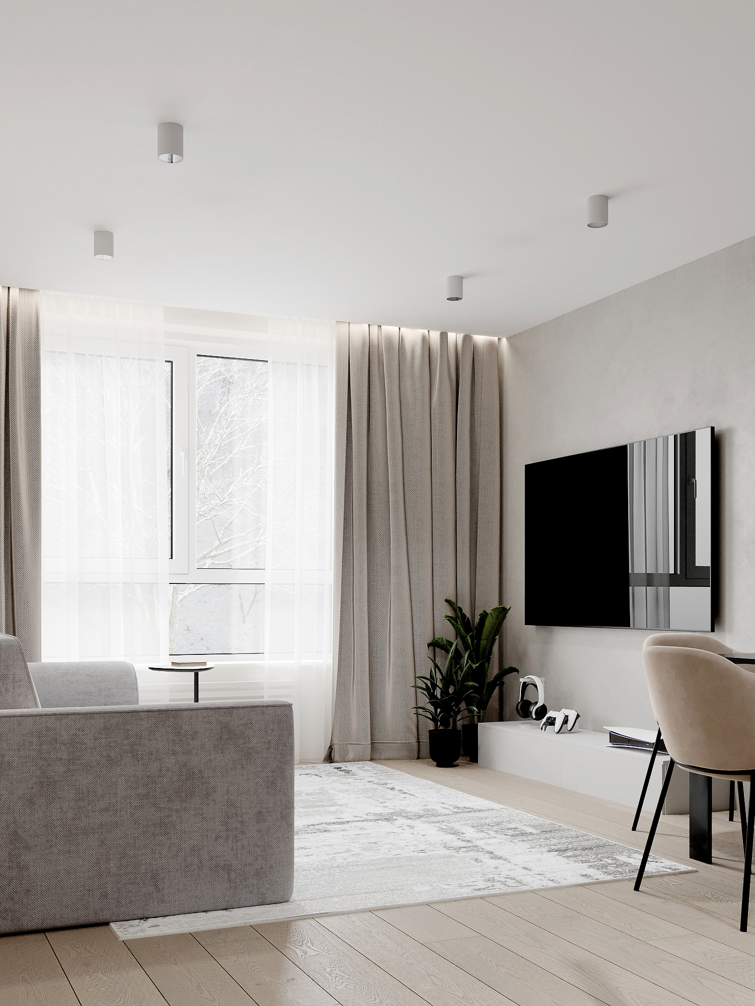 Функциональный интерьер квартиры 75 м² для семьи в Москве