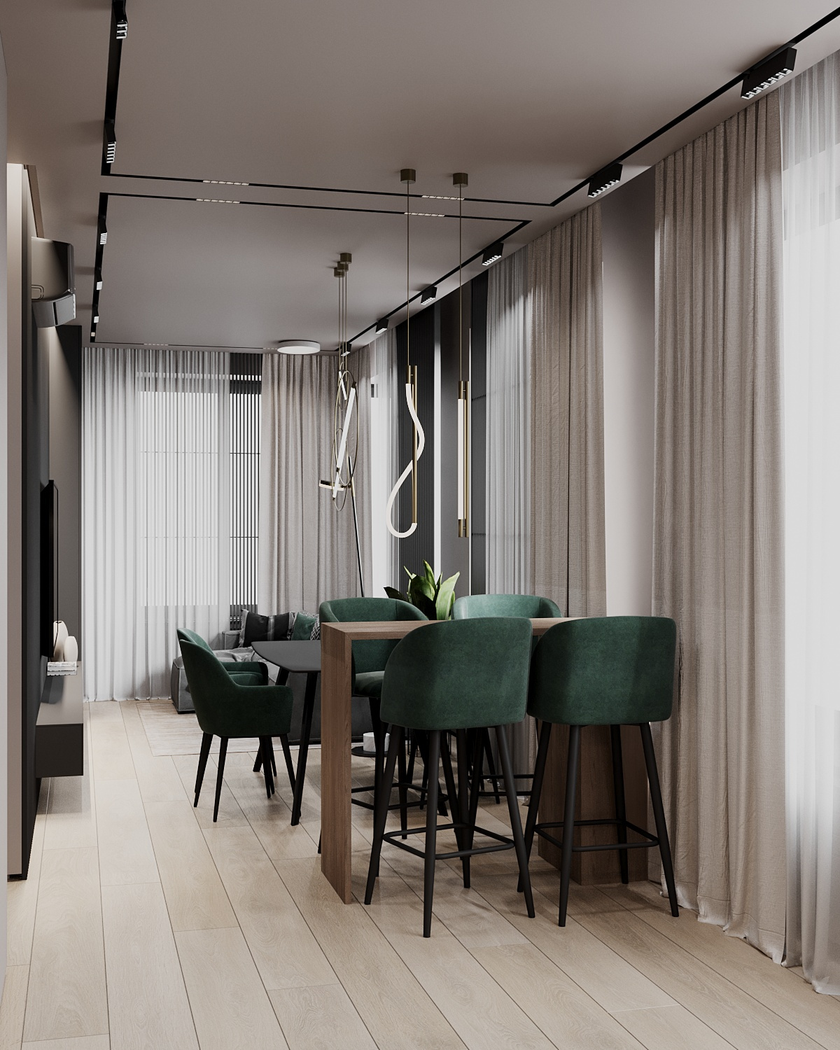 Элегантный интерьер квартиры  68 м² для двоих в Москве